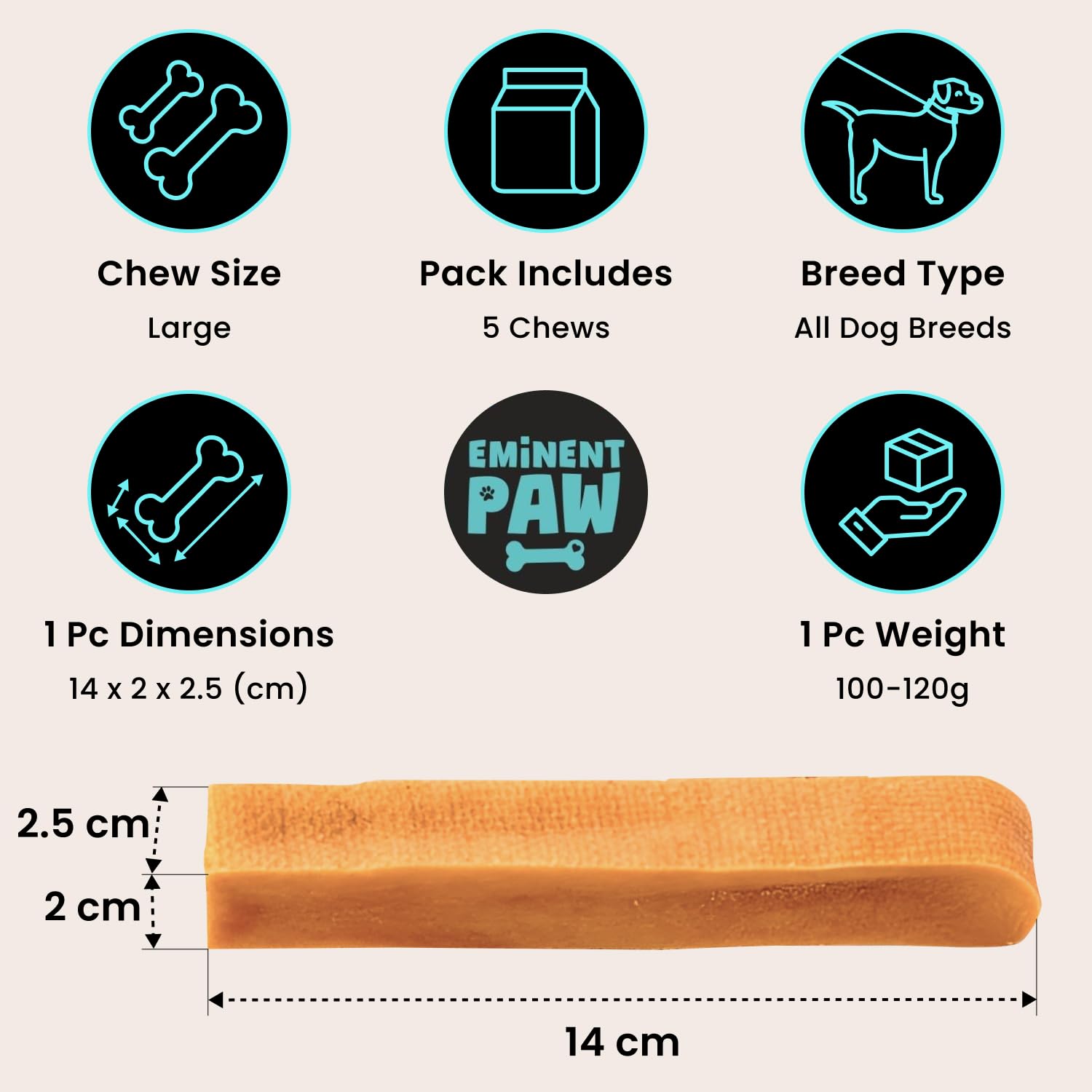 1.2 LB (Large- 5 to 6 Bars) Yak Cheese Dog Chews - 100% Natural Himalayan Treats for Aggressive Chewers - Long Lasting, Odor-Fre