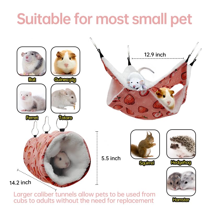 Rat Ferret Hammock Toys Cage Accessories, Guinea Pig Hideout Tunnel, Warm Bed For Rat Ferret Guinea Pig Sleep Hide And Play (2.H