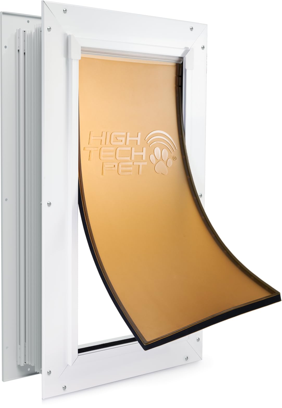High Tech Pet DuraFlex Aluminum Frame Pet Door for Medium Dogs, White, Model AF-3-M, Easy Installation, Wall Mount, Air Tight, Security Panel