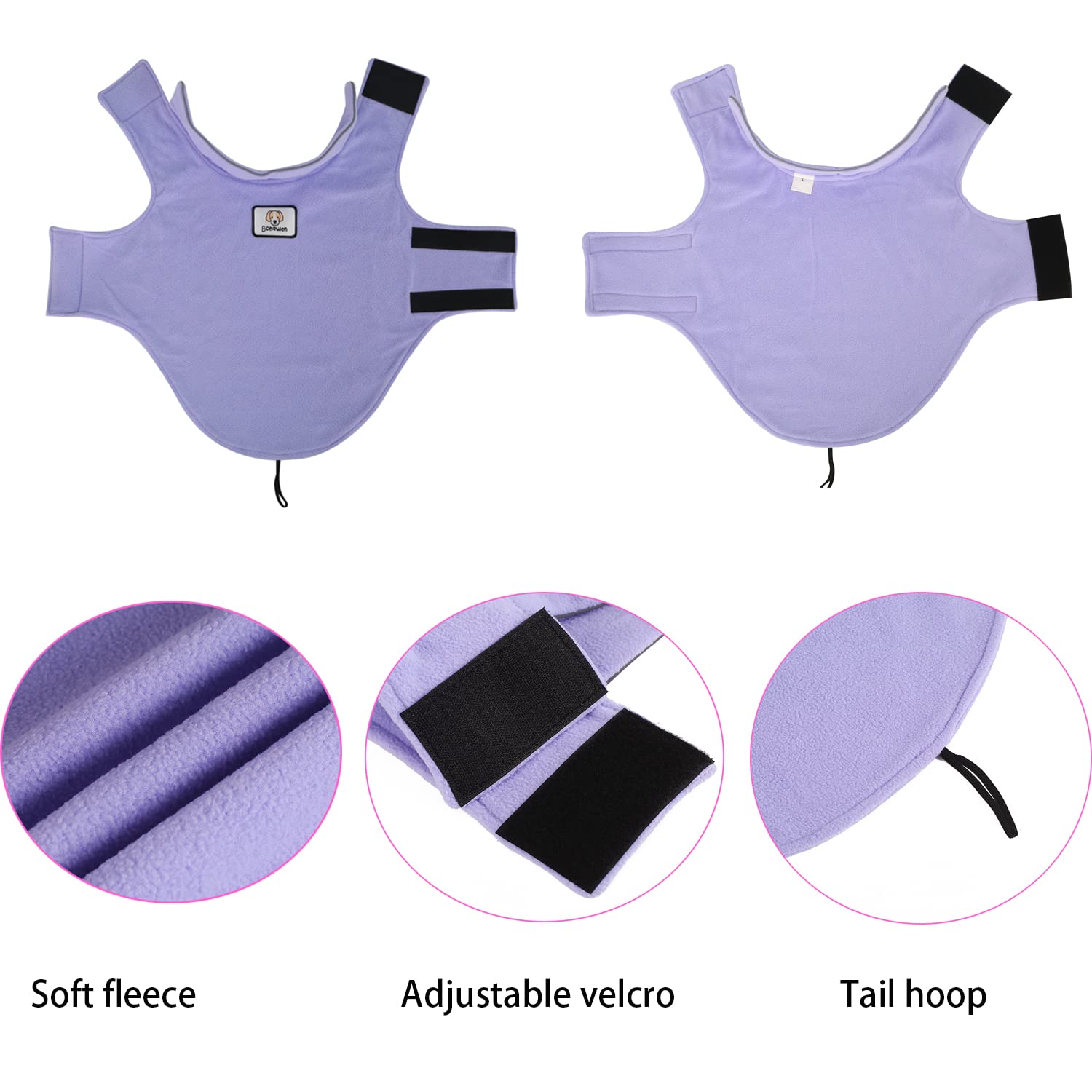 Fleece Dog Coat Winter Pet Jacket Reflective For Cold Weather For Large Medium Small Dogs(Purple,3Xl)