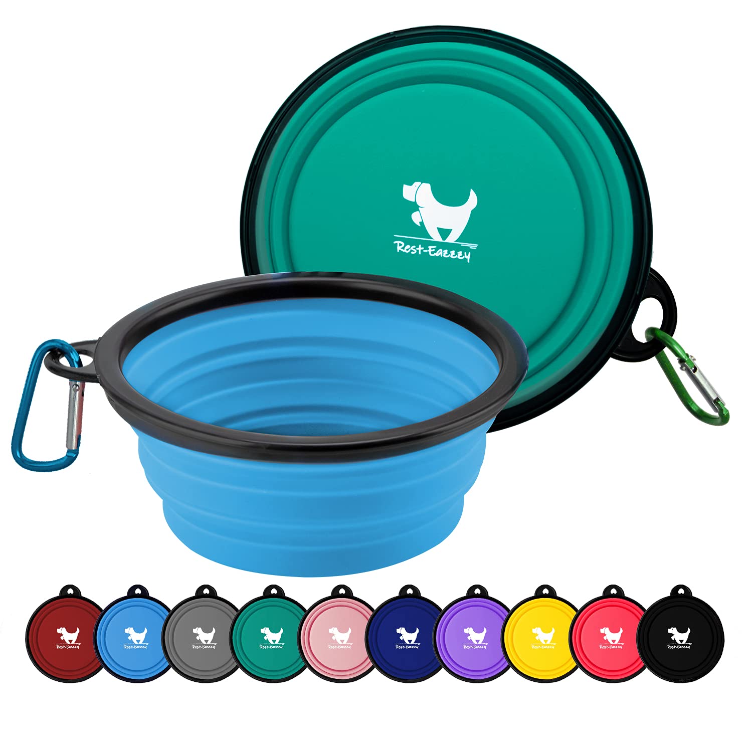 Rest-Eazzzy Collapsible Dog Bowls for Travel, 2-Pack Dog Portable Water Bowl for Dogs Cats Pet Foldable Feeding Watering Dish fo