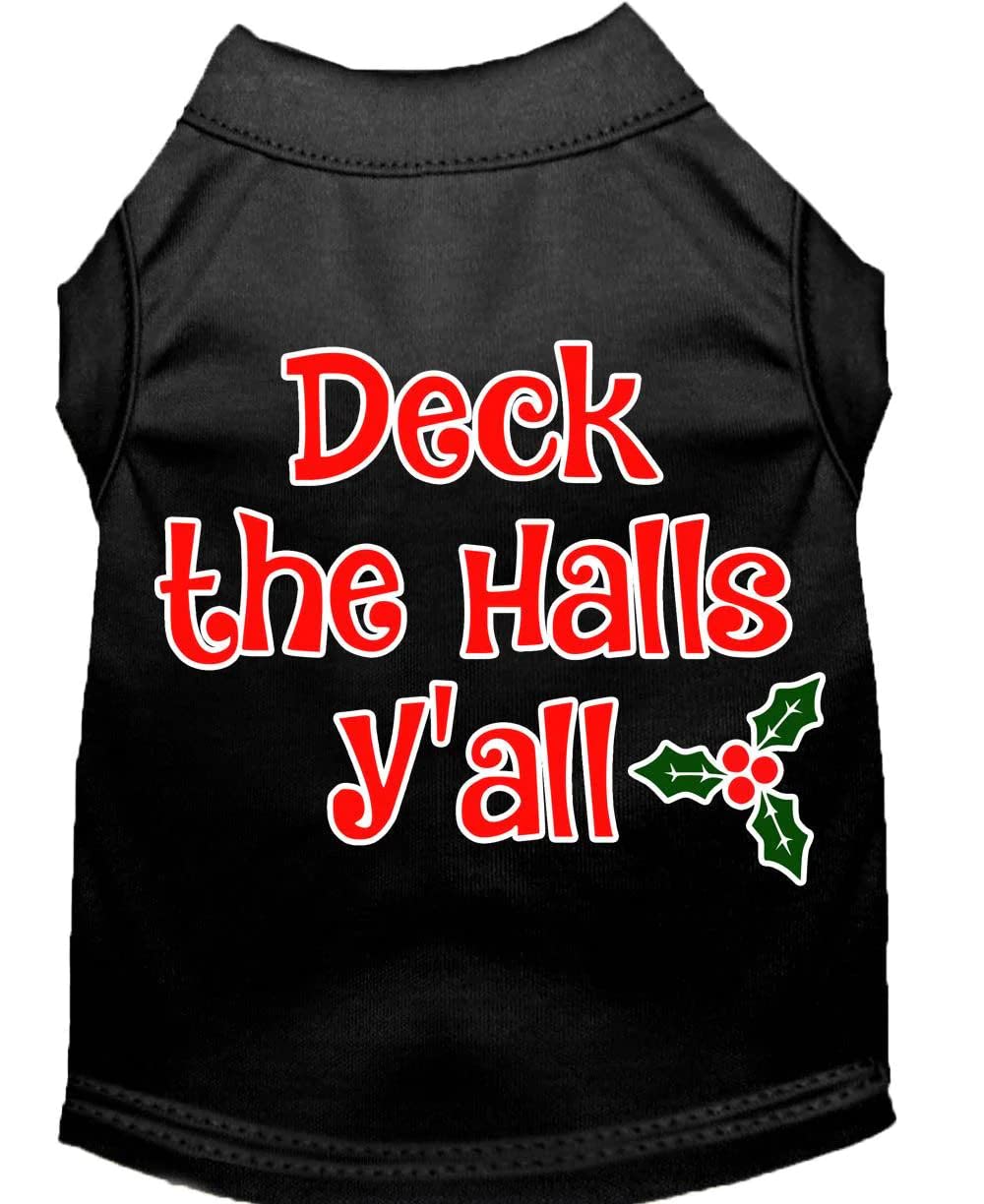 Christmas Pet Dog & Cat Shirt Screen Printed, &quot;Deck The Halls, Y'all&quot; Orange LG (10-14 lbs.)