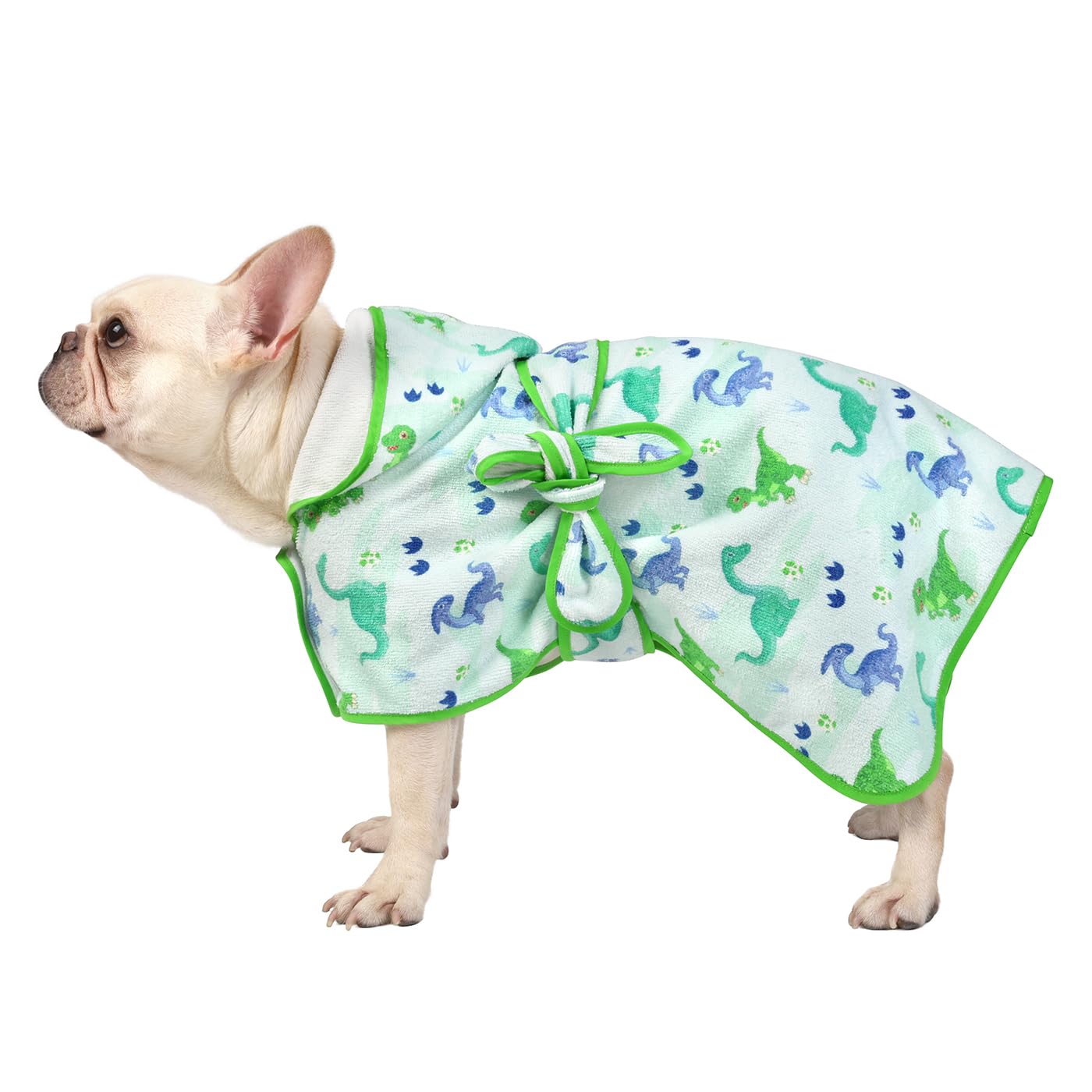Hde Dog Bathrobe Super Absorbent Quick Drying Towel With Hood For All Dog Breeds Sizes S-Xxl - Cute Dinosaurs - M
