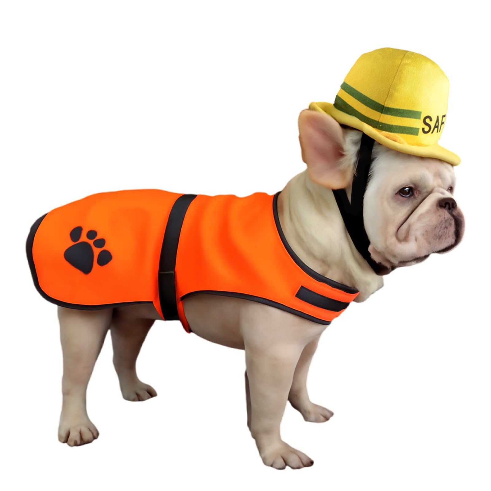 Dog Construction Costume for Samll Dogs Helmet and Service Vest Cute Outdoor Workers hat for pet Halloween Architect ostume