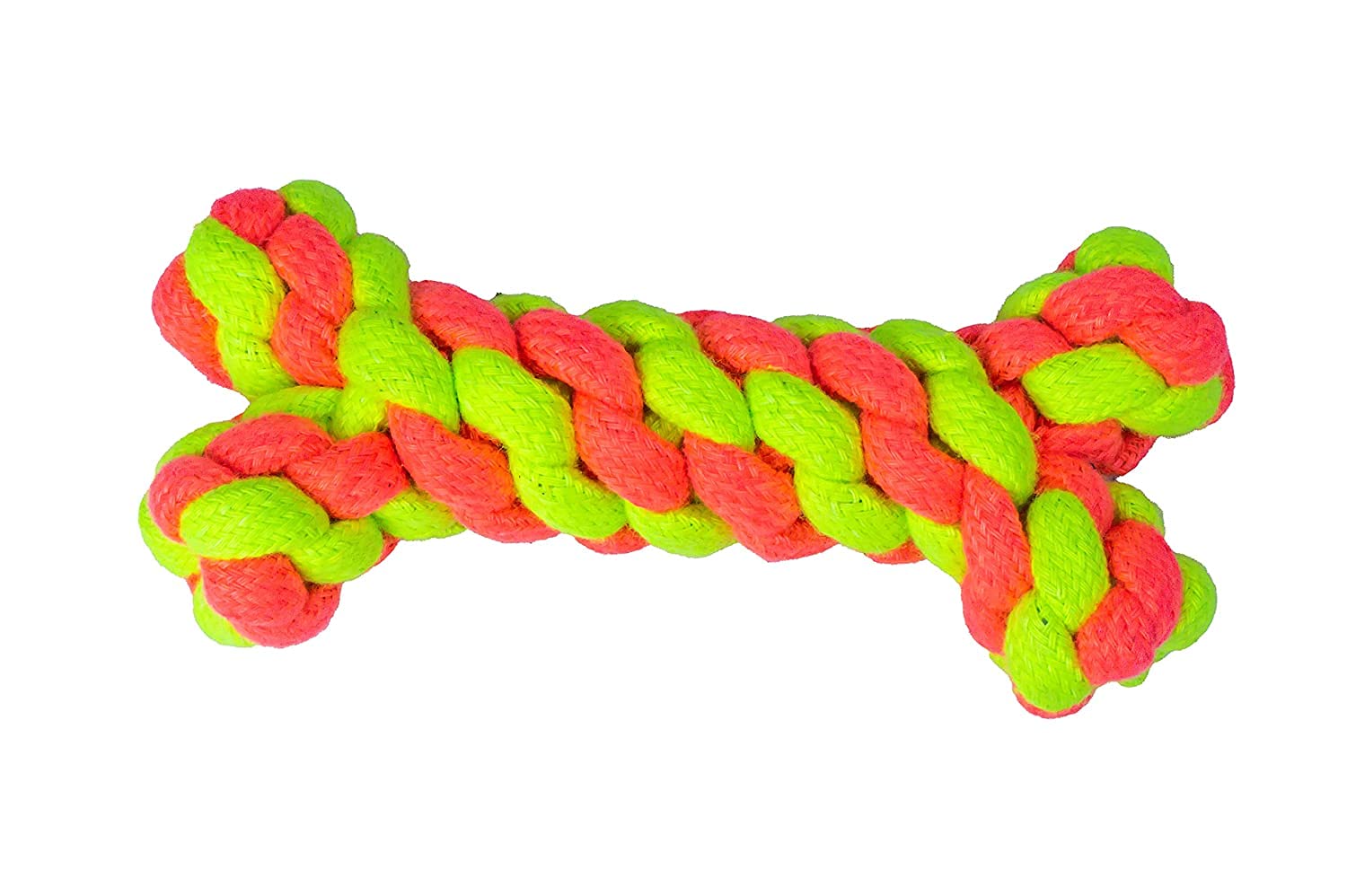 Petlicious & More Cotton Rope Bone Toy For Dog, Chew Toys For Teething, Playing, Toys For Pets/Dogs (Green & Pink)
