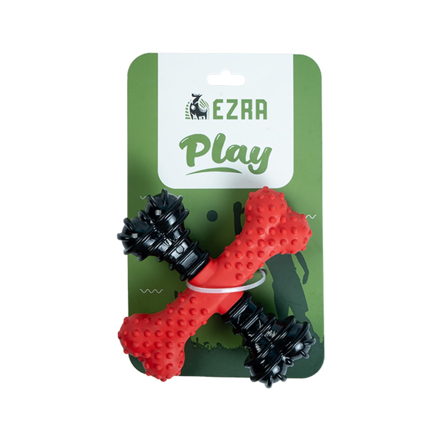 EZRA Play Crossfit Bone Dog Chew Toy | UltraDurable Rubber for Aggressive Chewers | Textured Bone Design for Dental Health & Lo