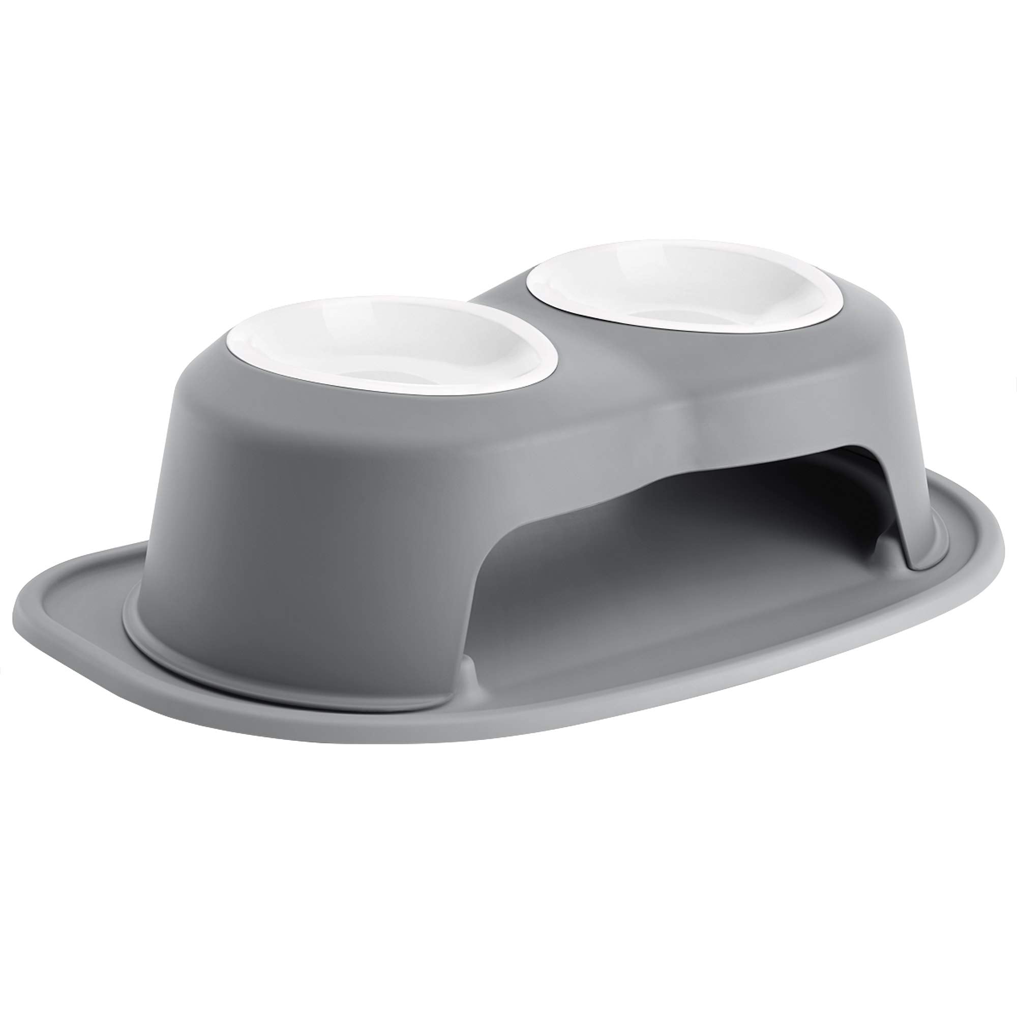 Weathertech Double High Pet Feeding System W/Plastic Dog/Cat Bowls - 6'' High Stand Dark Grey (Pdhc3206Dgdg)