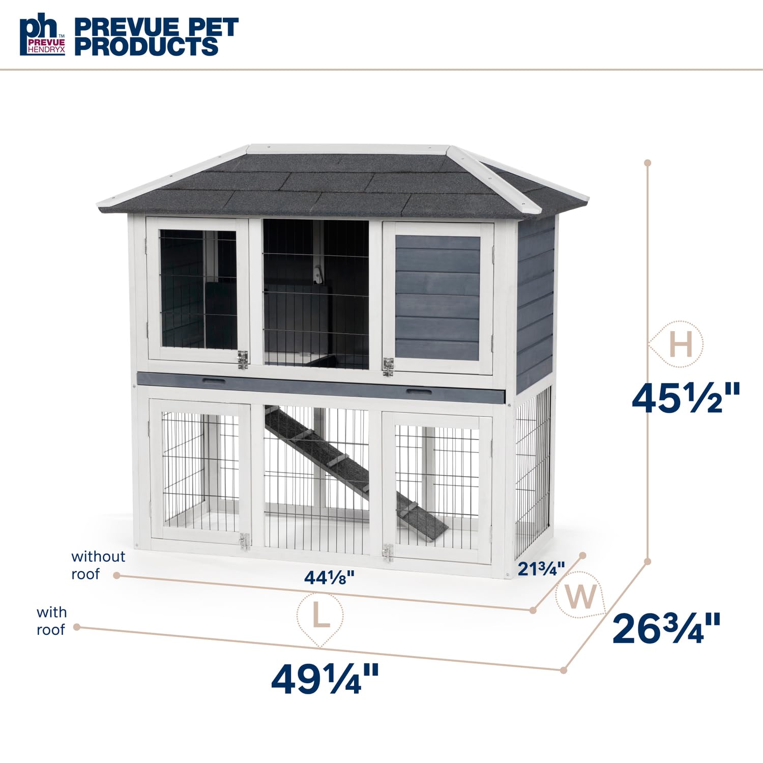Prevue Pet Products 4601 Duplex Rabbit Hutch, Gray/White