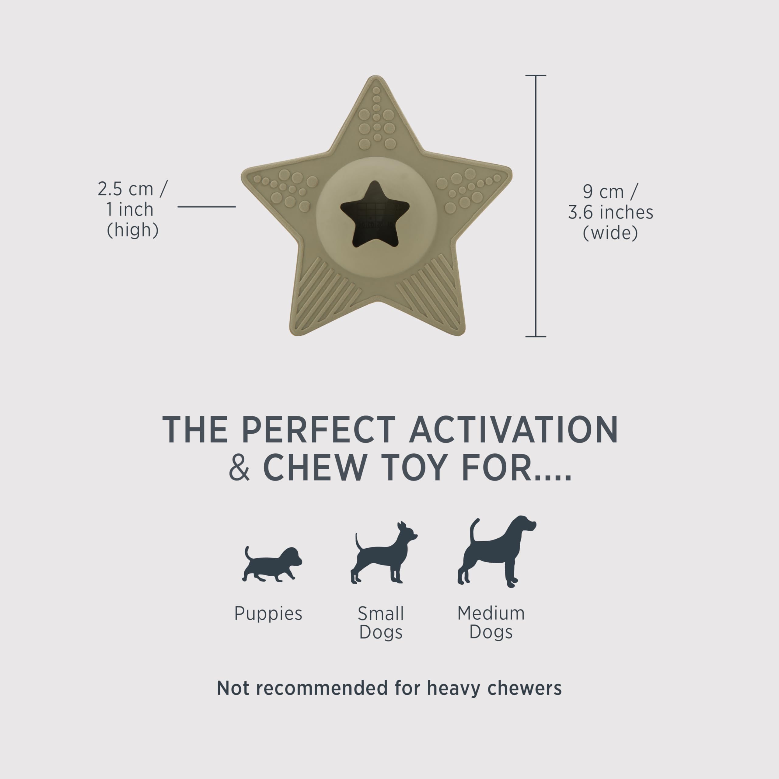 Hevea Star Treat Dog Activation Toy (Hunter Green) - Natural Rubber Dog Chew Toy for Sore Gum Relief - Tested and Safe for Your