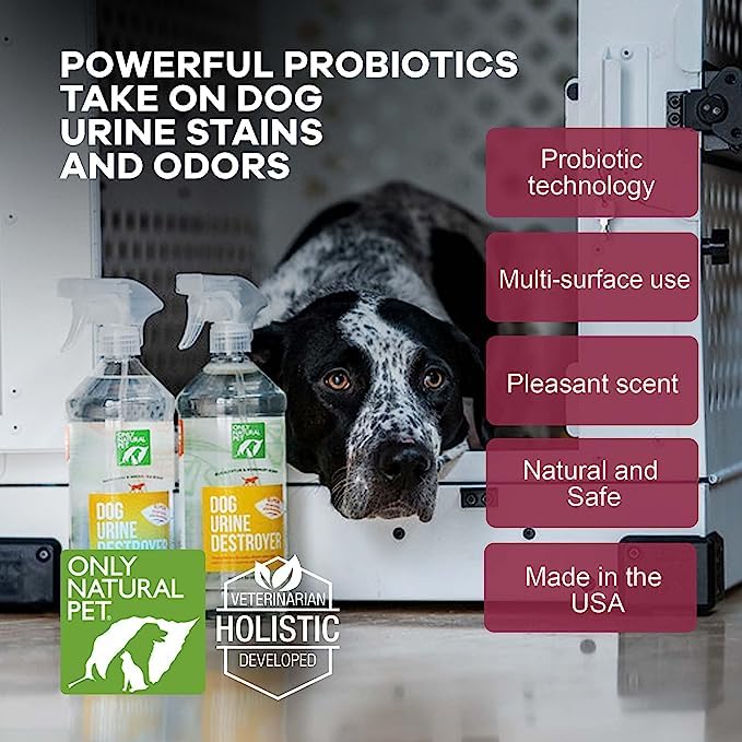 Only Natural Pet Enzyme Powered Stain & Odor Eliminator - Professional Pet Urine Pee Cleaner Deodorizer For Dogs - Hardwood Floo