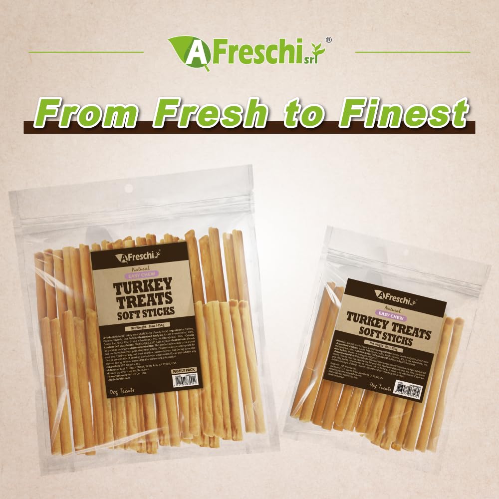 A Freschi srl Soft Turkey Dog Treats - All-Natural, Hypoallergenic, High-Protein, Low-Fat, 6oz Snack for Puppies & Training
