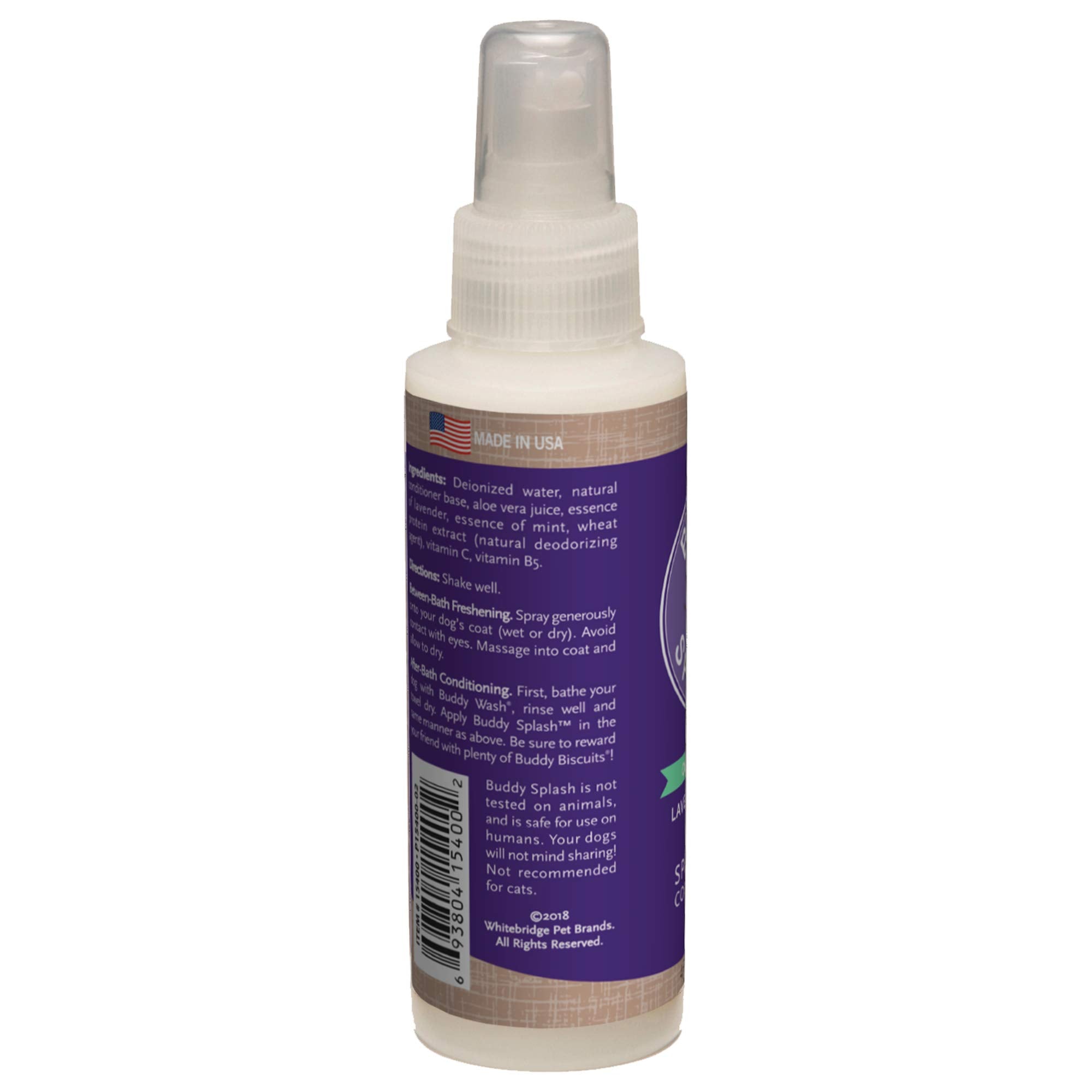 Buddy Splash Spritzer & Conditioner For Dog Grooming, Lavender & Mint, 4 Oz. Bottle