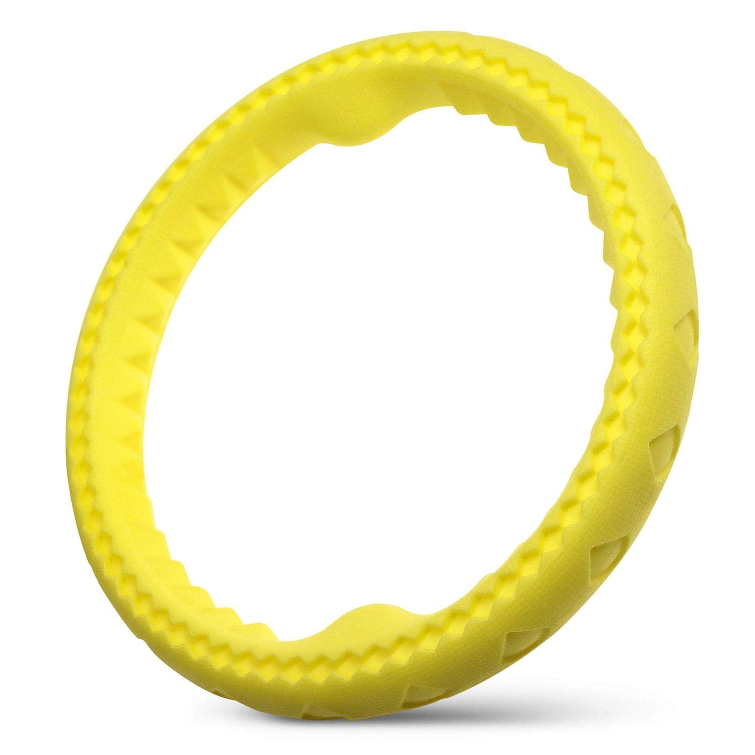 Fluffy Paws Dog Chewing Ring - Soft Rubber Ring Dental Chewing Teething Biting Chasing Training Toy For Small And Medium Dog Puppy - 10', Yellow