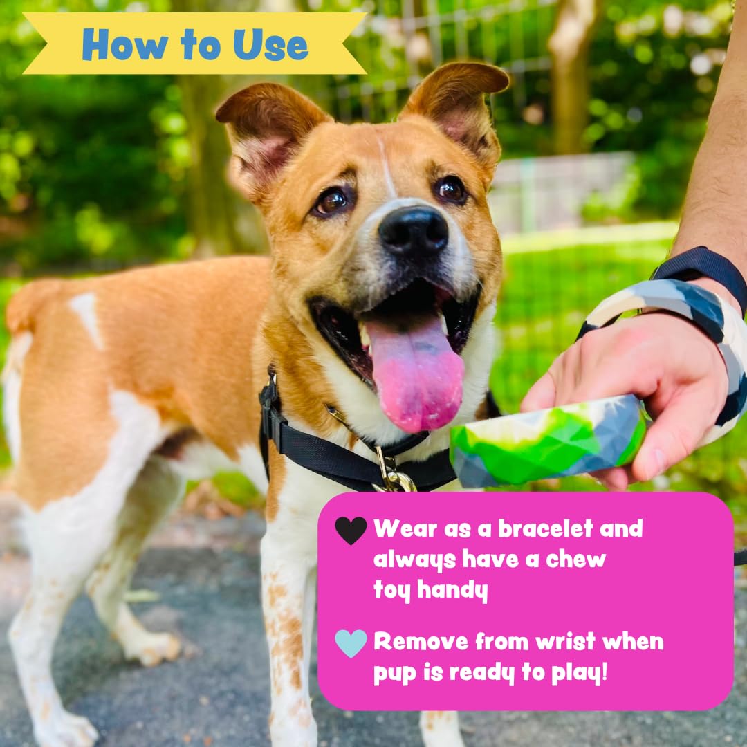 Sweet Paws Chunky Teething Rings for Dogs, Bracelet Food Grade Silicone Puppy Chew Toys for Large Puppies, Durable Dog Ring Toy