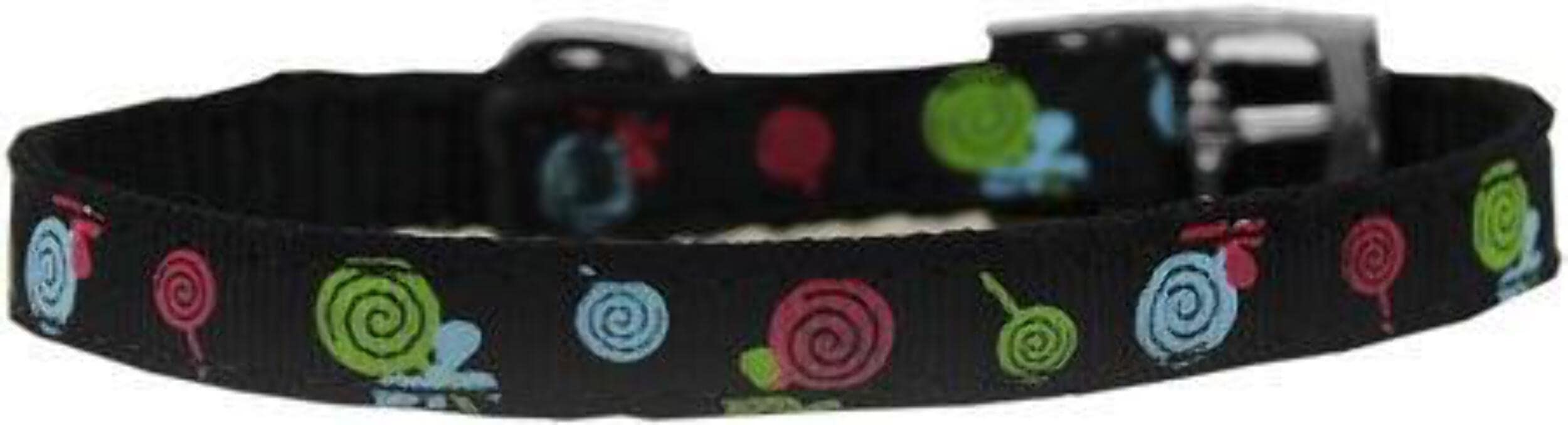 Mirage Pet Products Lollipops Nylon Dog Collar with Classic Buckle 3/&quot;, Black, Size 8