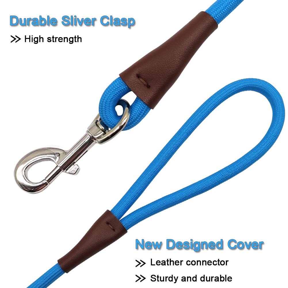 Maypaw 6/8/10 Ft Small Dog Leash, Classic Solid Colors, Strong Nylon Rope Dog Leash Reinforced With Leather Tailor Connection He