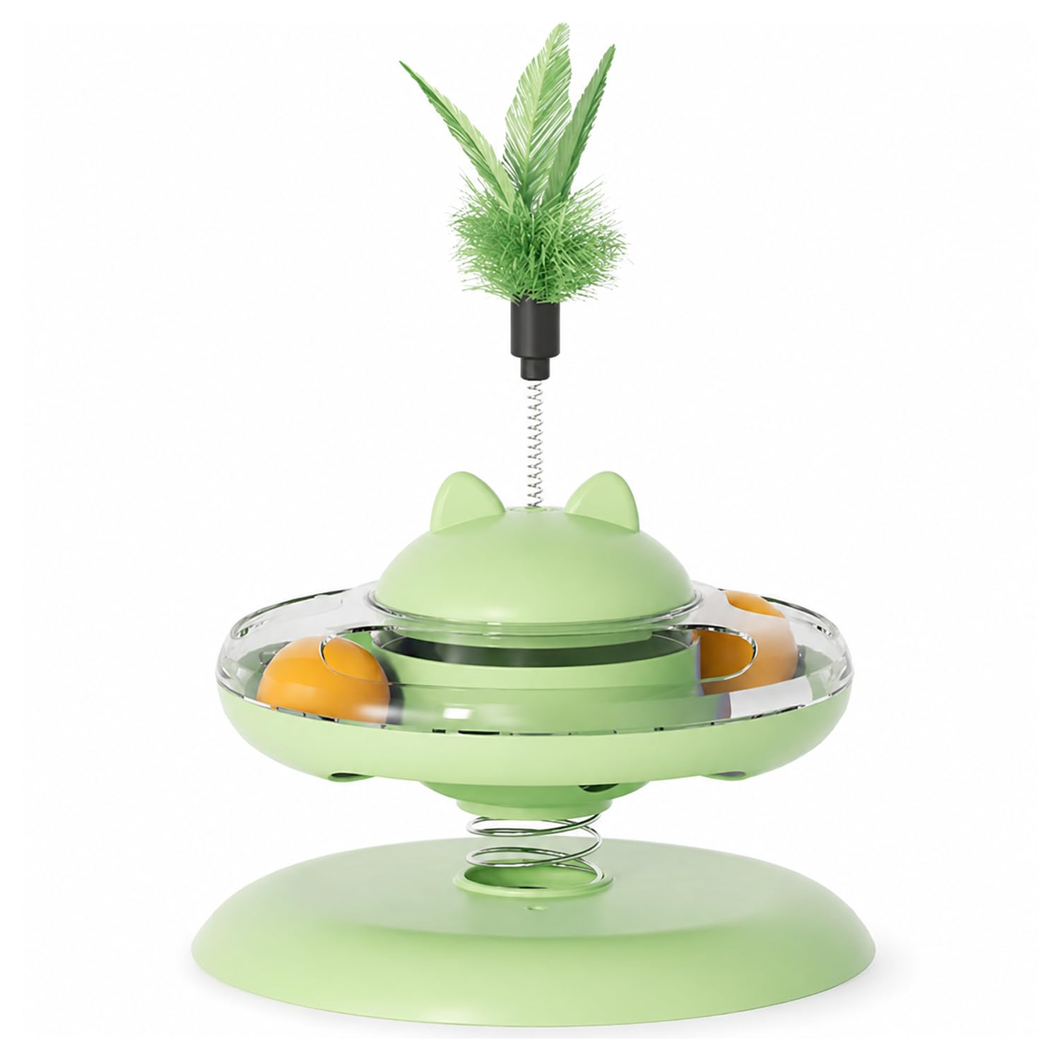 Cature 2In1 Interactive Cat Toy & Food Dispenser, Spinning Ball Track With Feather Teaser, SelfPlay & Feeding System For Cats