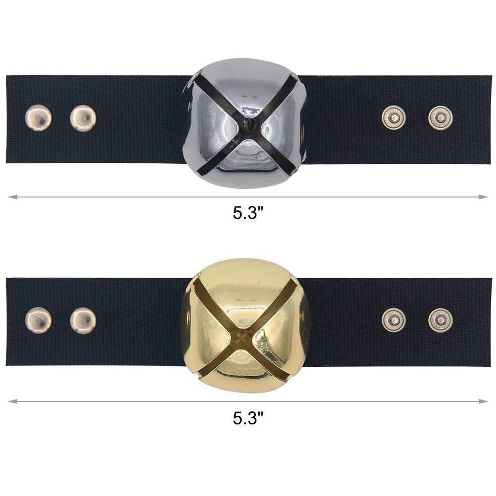 Scenereal Large Dog Collar Bell For Training, Hiking, Walking, Hunting, Pet Tracker, 2 Pack 1.5' Extra Loud Pet Bell For Save Wildlife And Birds (Bear Bell, Cow Bell) Gold | Silver