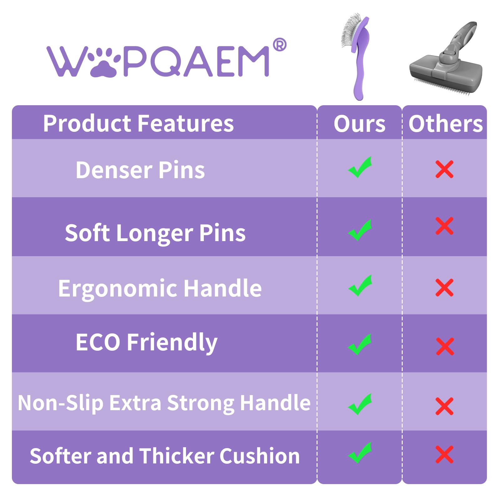 Wopqaem Slicker Brush For Dogs, Long Pin Dog Grooming Brush For Goldendoodles, Poodles, Doodles & More, Includes Bonus Pet Comb, Perfect For De-Shedding, Dematting & Reducing Tangles. Large, Purple