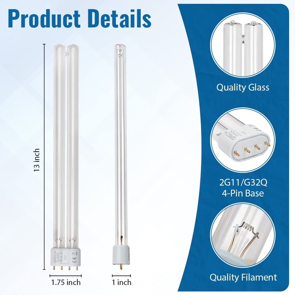 OXYFUL 24W UV Ultraviole 2G11-4 Pin Base Replacement Light Clarifier Lamp Filter for Aquarium Koi Pond Fish Tank Compatible to C