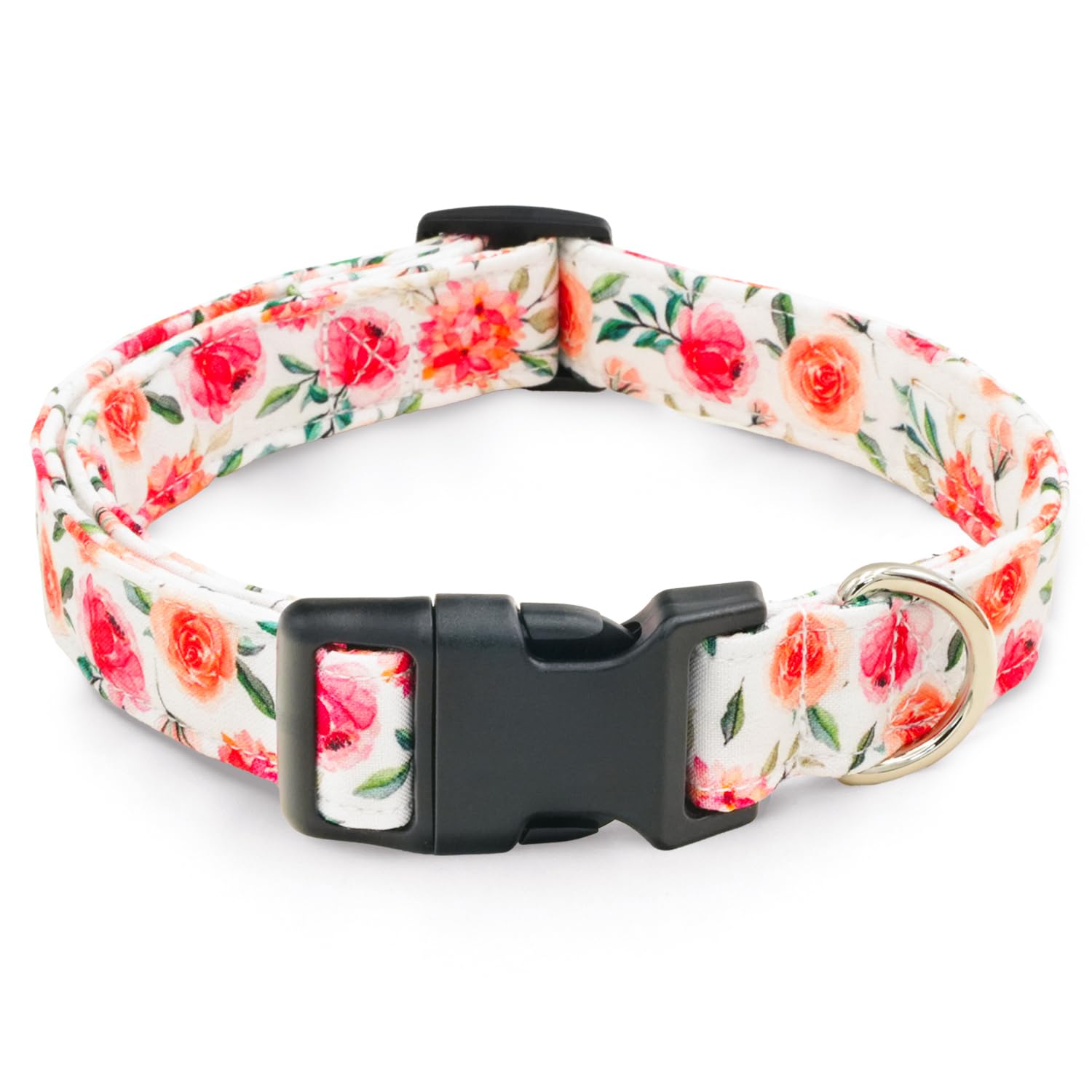 Tunkoo Flower Dog Collar With Rose Cute Adjustable Premium Cotton Collar Durable Plastic Buckle For Small Medium Large Boys Girl