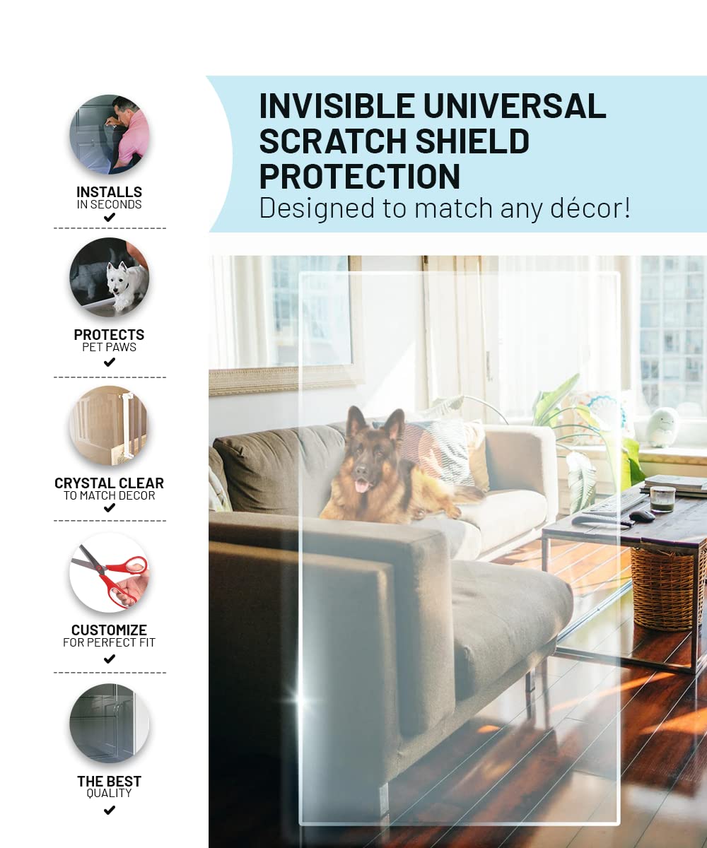 CLAWGUARD Scratch-Shield - Transparent Pet Protection for Drywall, Doors, and Screens - All Breed Sizes - Keep Pets Safe and Homes Clean