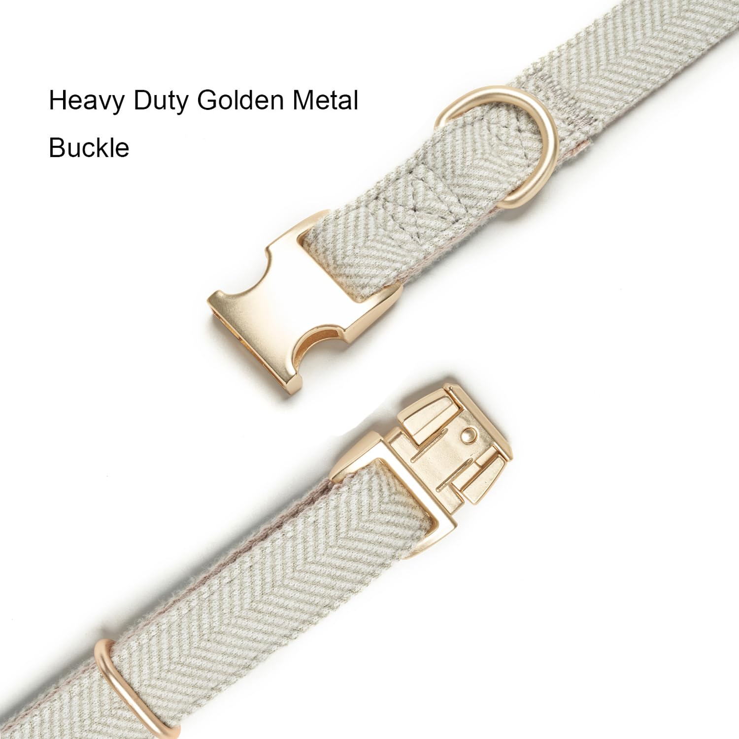 YUDOTE Soft Cotton Hemp Dog Collar with Metal Buckle Adjustable Twilled Dog Collars for Small Medium Large Dogs(Grey,Small)