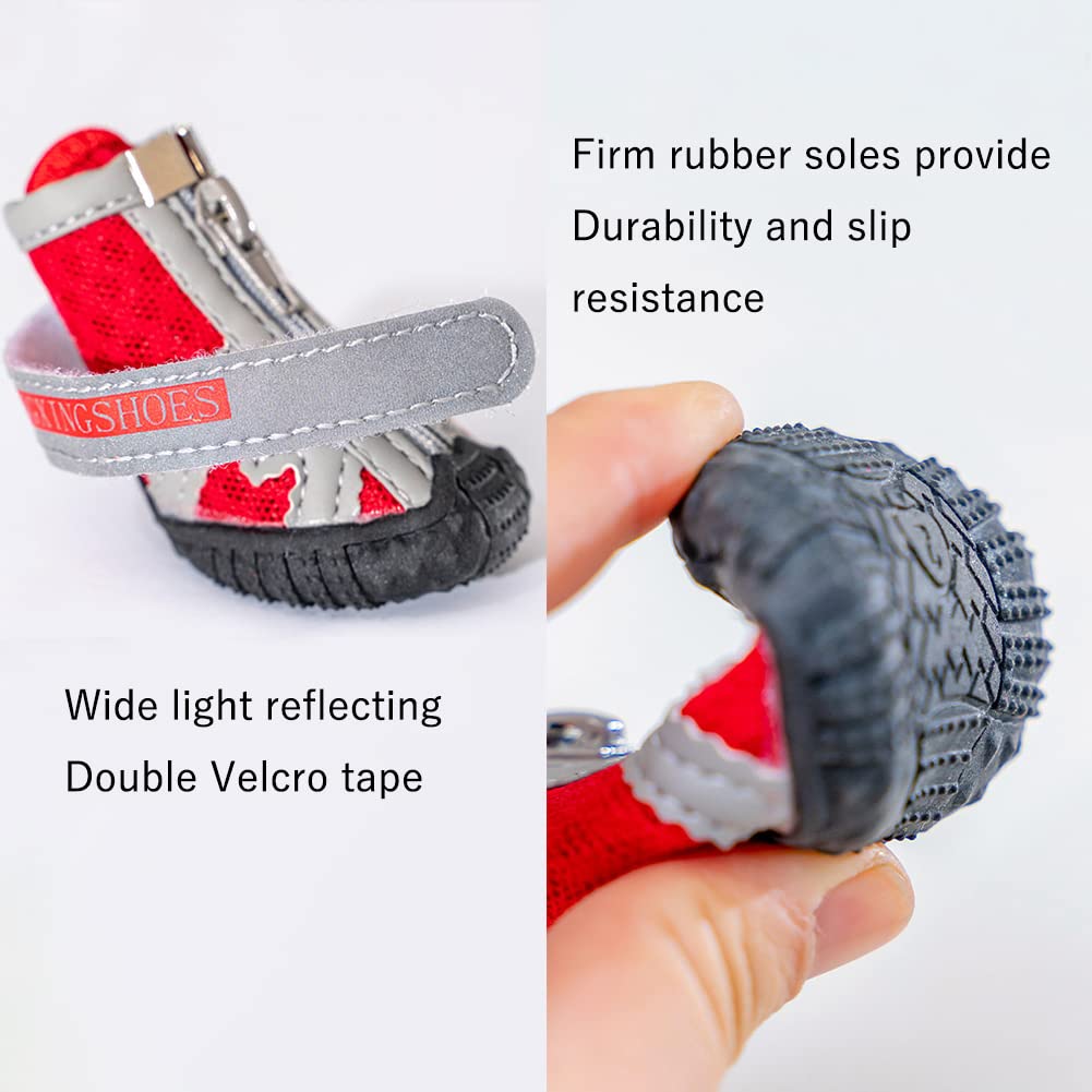 Dog Shoes For Small Dogs Boots,Mesh Breathable Dog Shoes With Reflective Straps,Puppy Booties With Anti-Slip Sole,Paw Protector