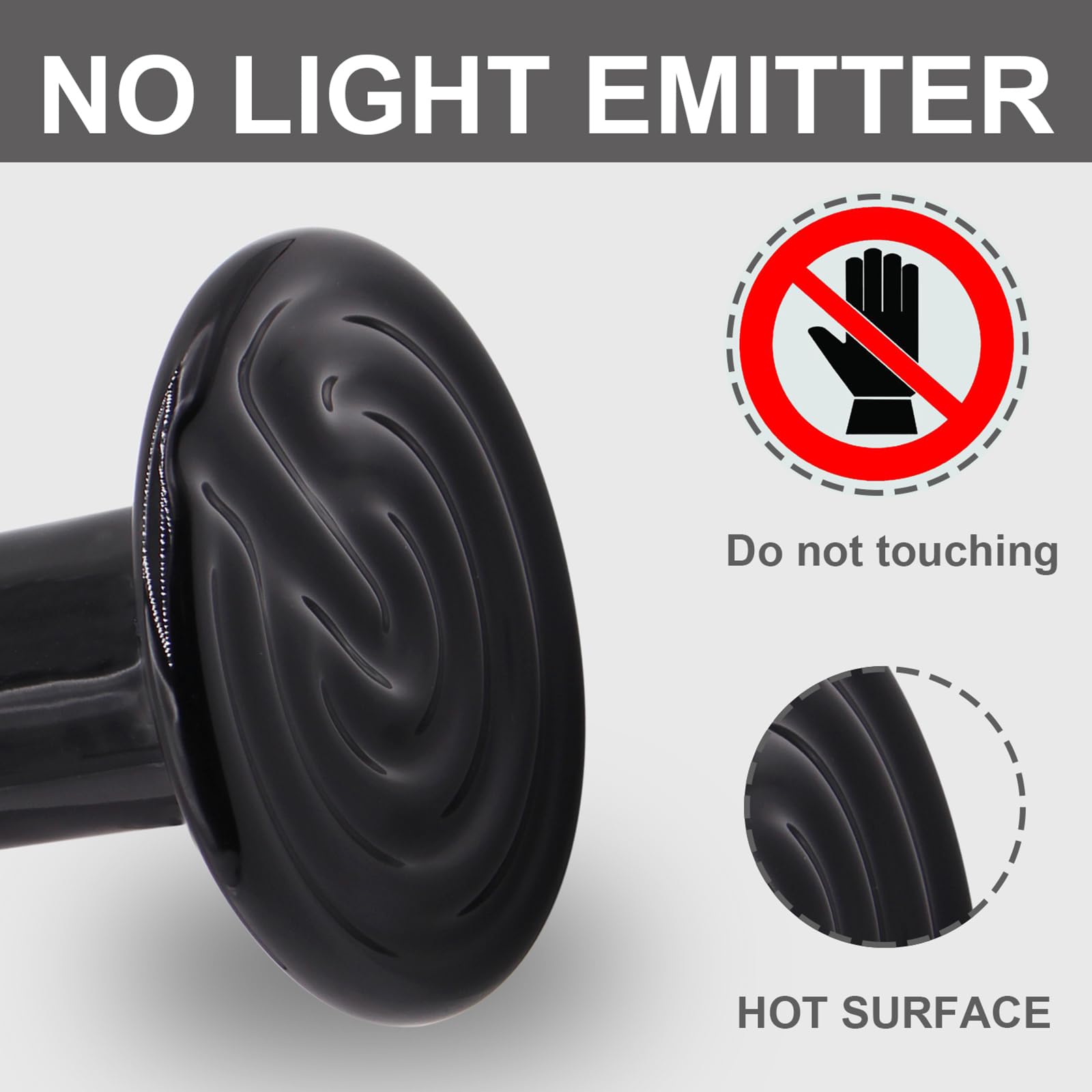 Aiicioo 150W Black Ceramic Heat Emitter 2Pack No Light Heat Bulb For Reptile Emitting Heat Lamp Bulb For Bearded Dragon Lizard T