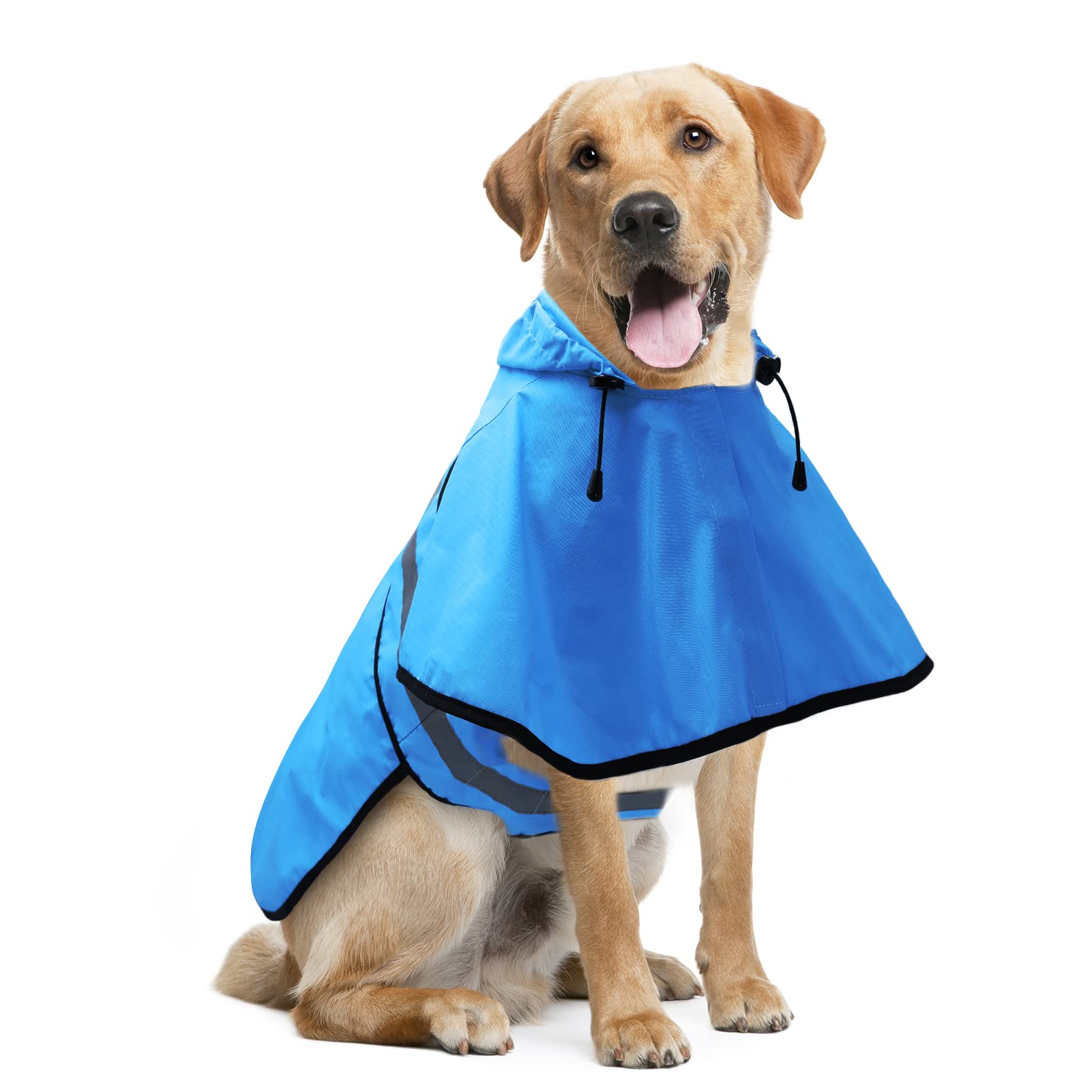 Candofly Dog Raincoat Hooded Poncho - Adjustable Waterproof Dog Rain Jacket Lightweight Reflective Dog Rain Coat Pet Slicker For Small Medium Large Dogs (Medium, Sky Blue)