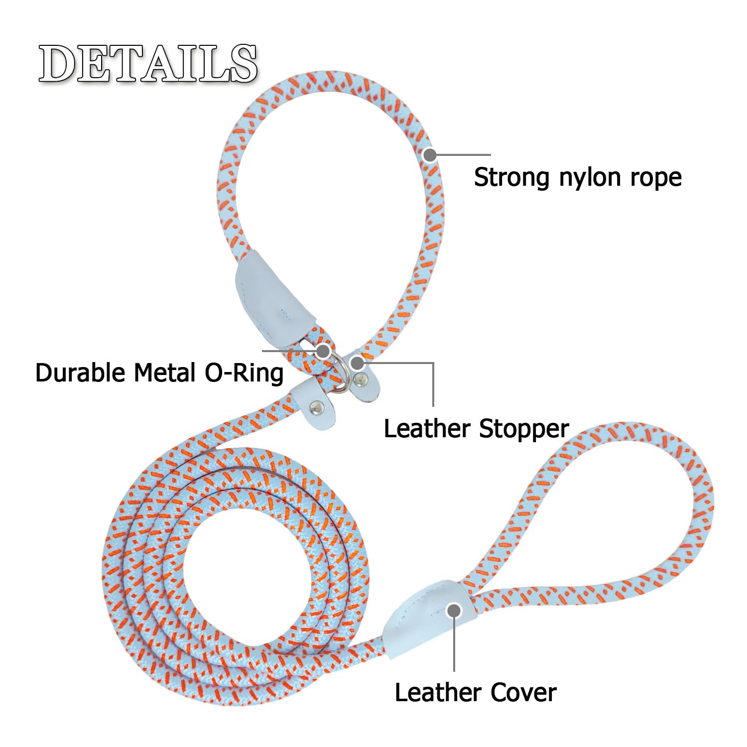 Durable Slip Leads For Dogs, Nylon Slip Lead Rope Dog Leash Heavy Duty For Agility Training, Adjustable 6 Ft X 3/8 Inch Comforta