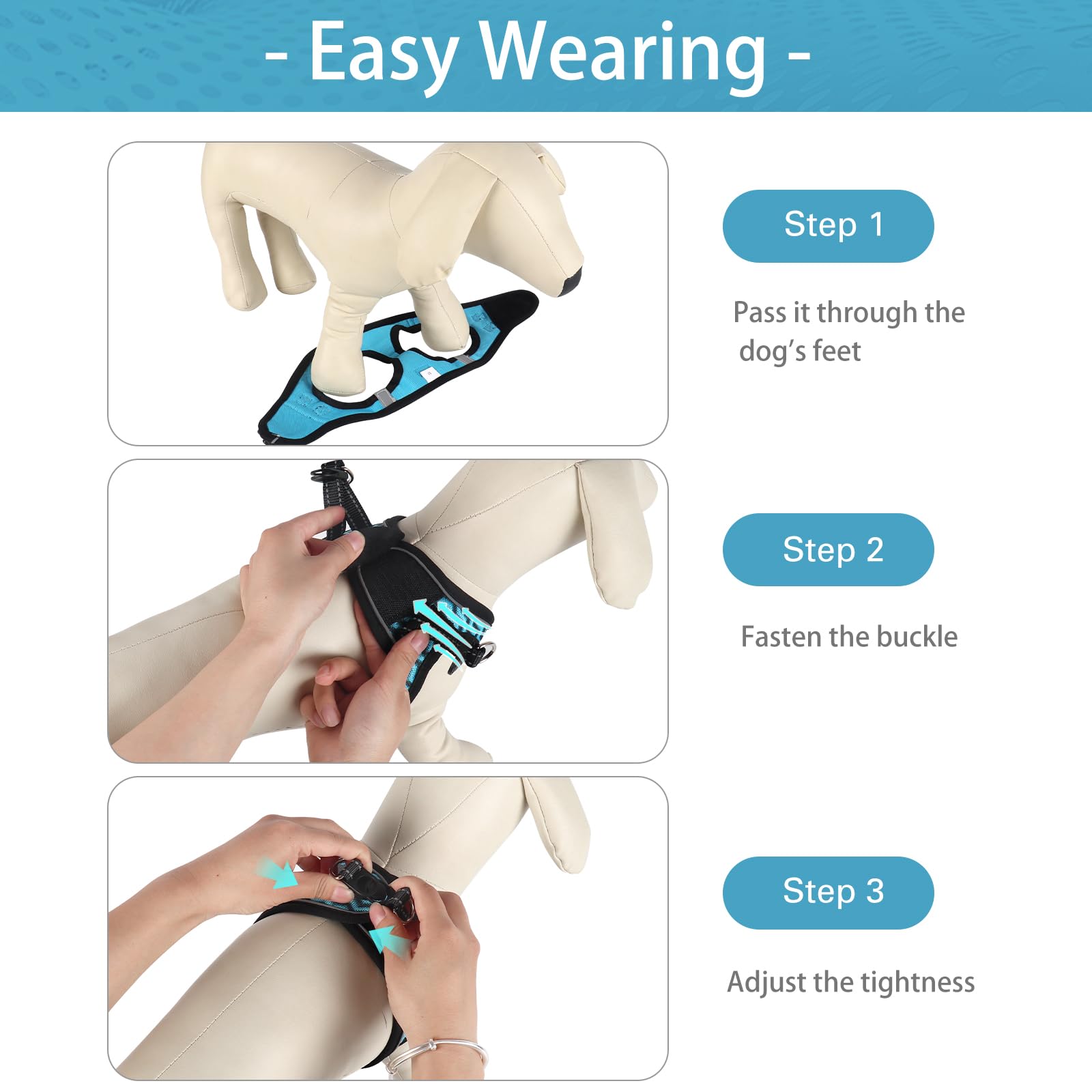 Yimeis Dog Harness (Xs, Blue) For Small Dogs, Lightweight Harness & Leash Set, Adjustable, Reflective, Breathable, 360Visibility