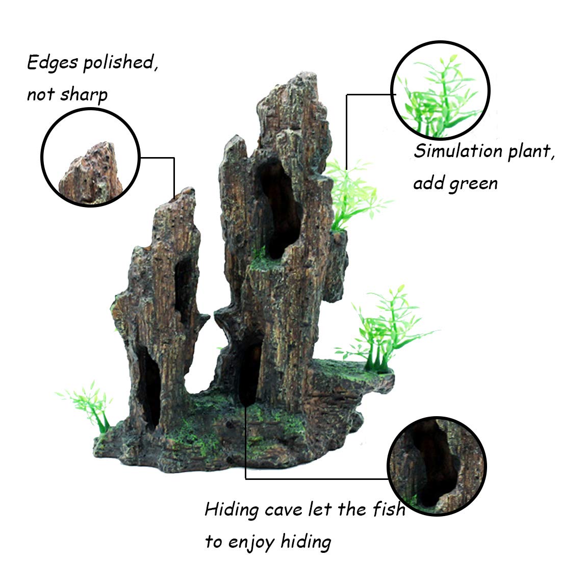 Tfwadmx Aquarium Mountain View Moss Tree Rock Cave Fish Tank Stone Ornament Landscape Aquarium Decoration With Small Plants