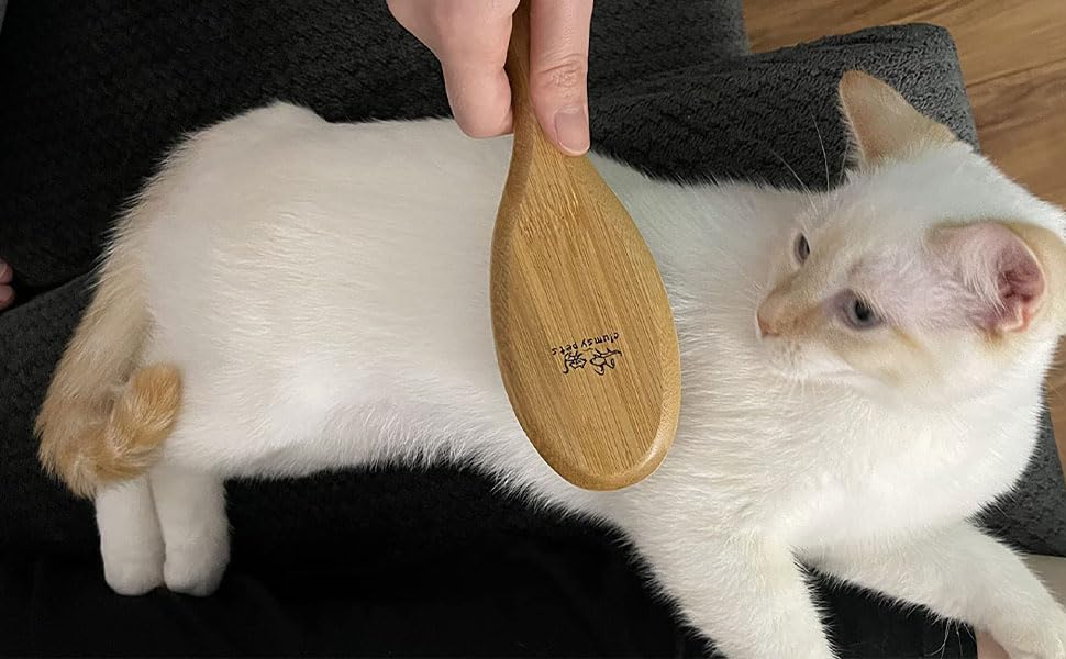 Clumsypets Dog & Cat Ball Pin Slicker Grooming Brush With Bamboo Handle For Pets Massage Bath And Removes Mats Loose Fur Hairs