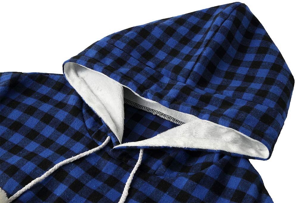 Jomago Womens Pet Carrier Thin Hoodies Kitten Puppy Pouch Shirts Animal Holder Hood Long Sleeve Sweatshirt Plaid Blue