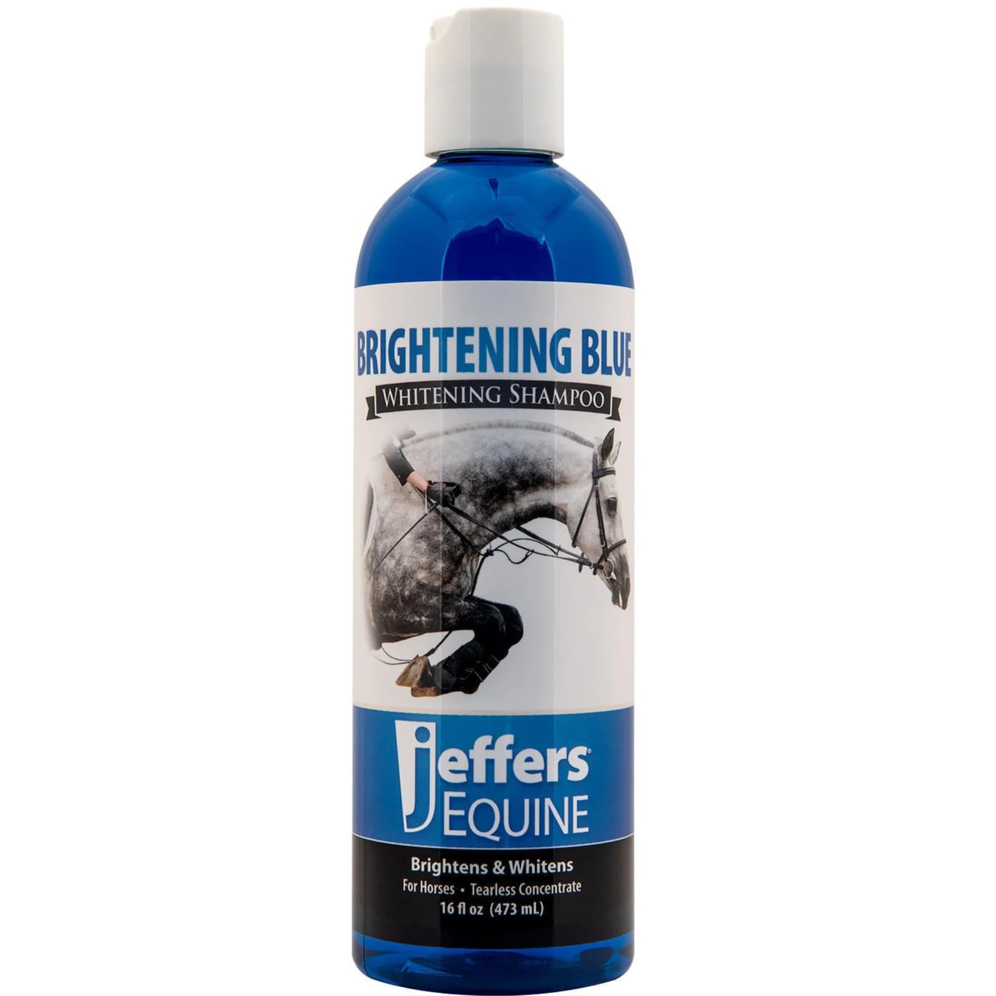 Jeffers Equine Brightening Blue Shampoo For Horses, 16 Oz - Stain Remover, Coconut Oil, Aloe, Gentle Grooming, Detergent - Free,