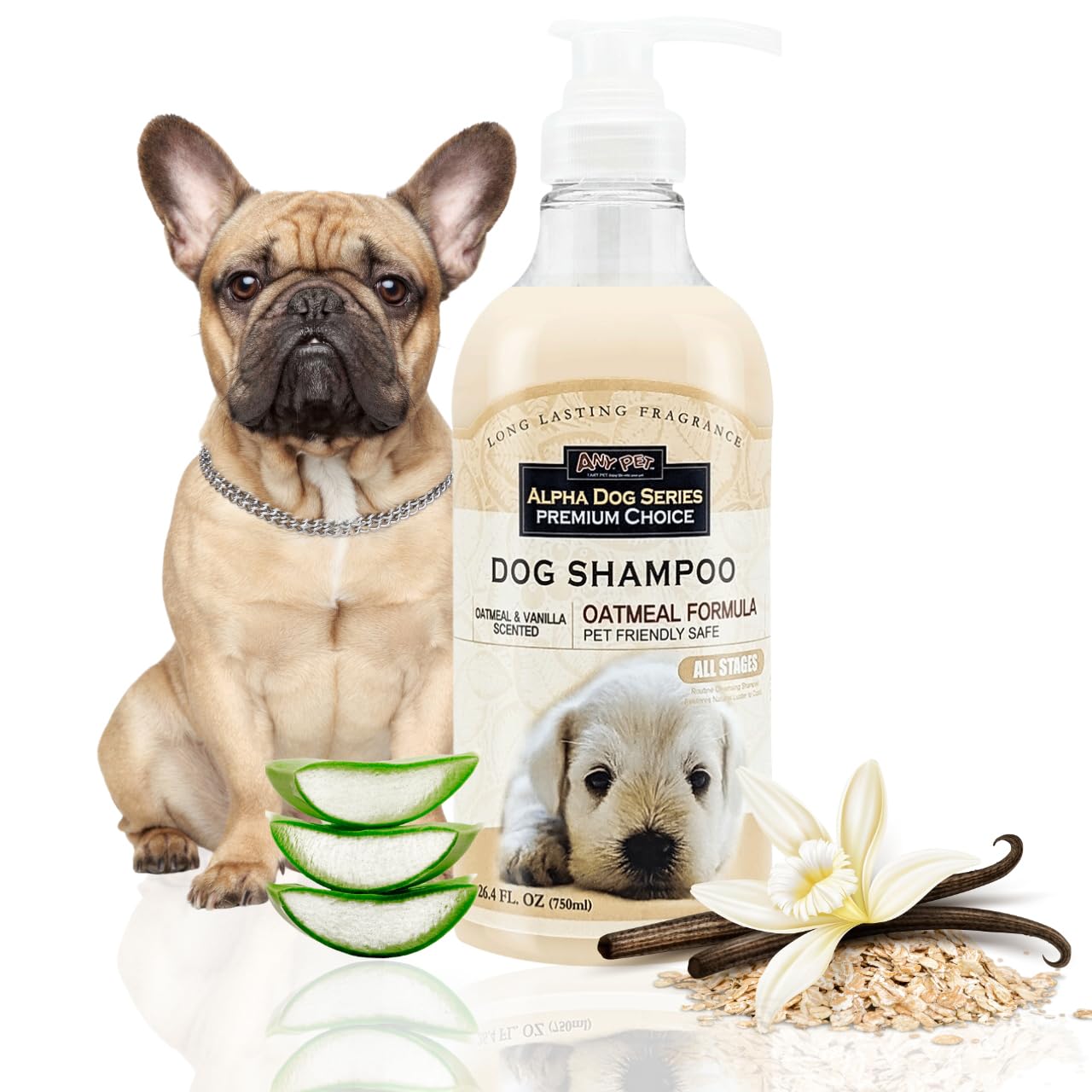 Alpha Dog Series Oatmeal Grooming Natural Dog Shampoo And Conditioner With Aloe Vera, Ph Balanced Shampoo For Dogs, Tear-Free, M