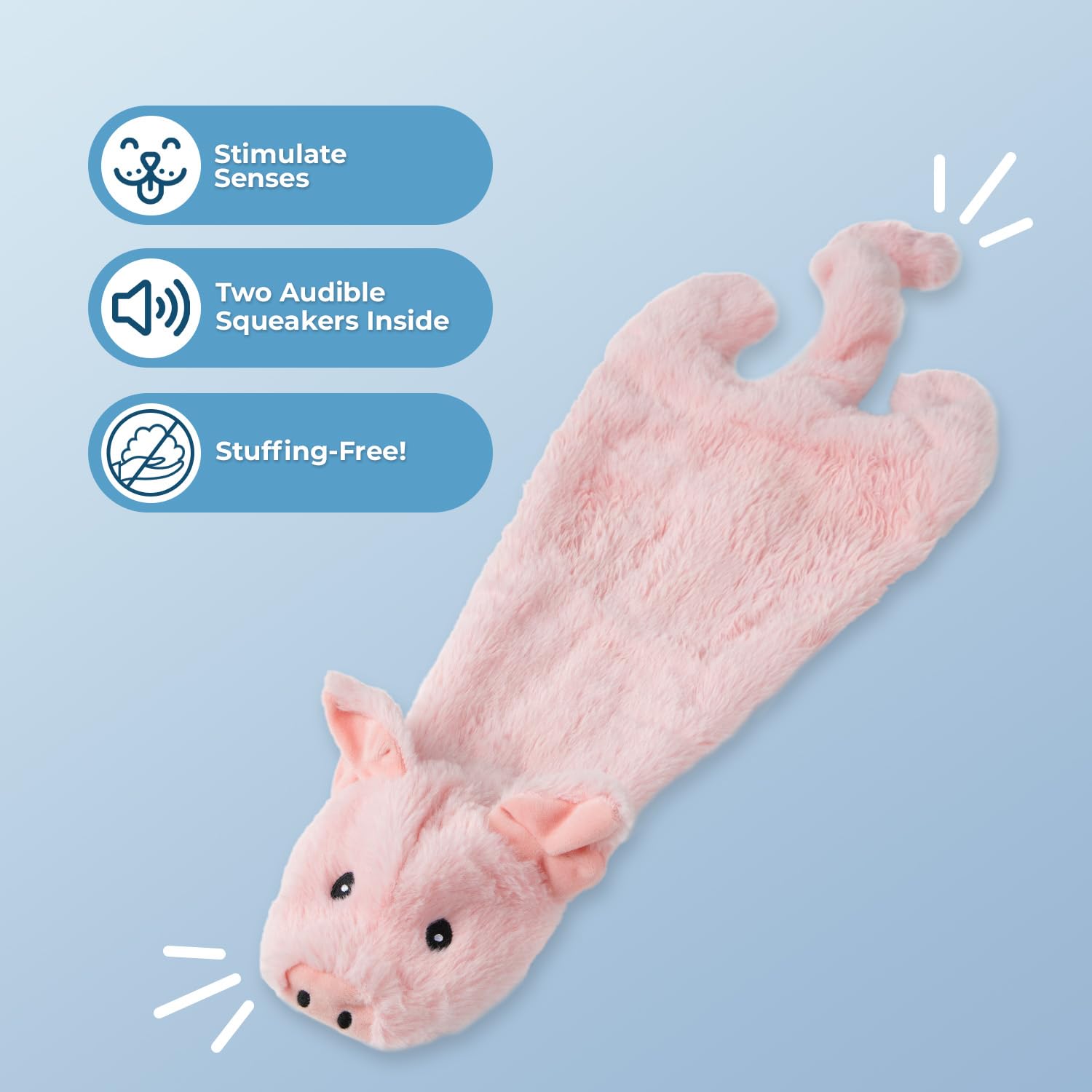 Best Pet Supplies 2-In-1 Stuffless Squeaky Dog Toys With Soft, Durable Fabric For Small, Medium, And Large Pets, No Stuffing For Indoor Play, Holds A Plastic Bottle - Pig, Medium