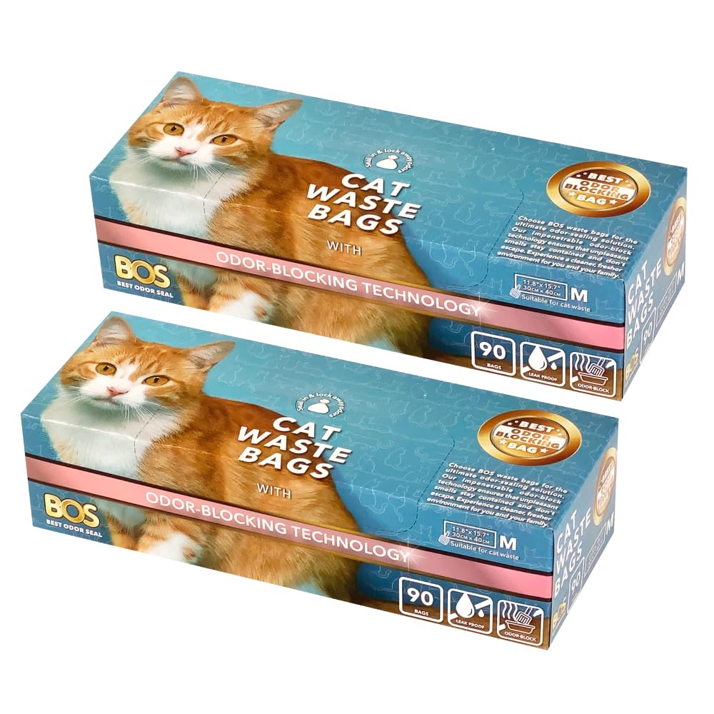 Bos Amazing Odor Sealing Cat Waste Disposal Bags - Durable And Unscented [Size: M, Color: Light Blue] (Pack Of 2)