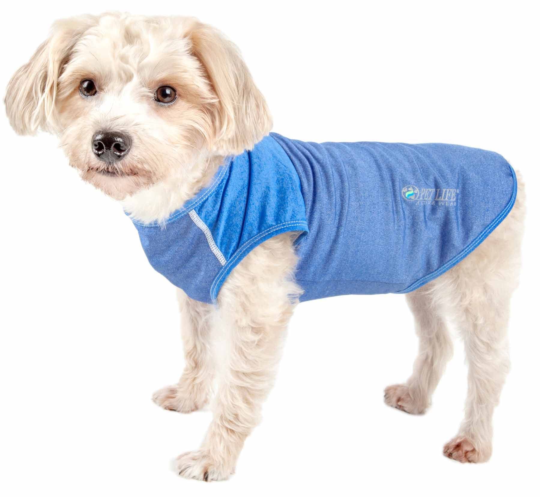 Pet Life  Active 'Aero-Pawlse' Heathered Fitness and Yoga Dog T-Shirt Tank Top - Performance Pet T-Shirt with 4-Way-Stretch and 