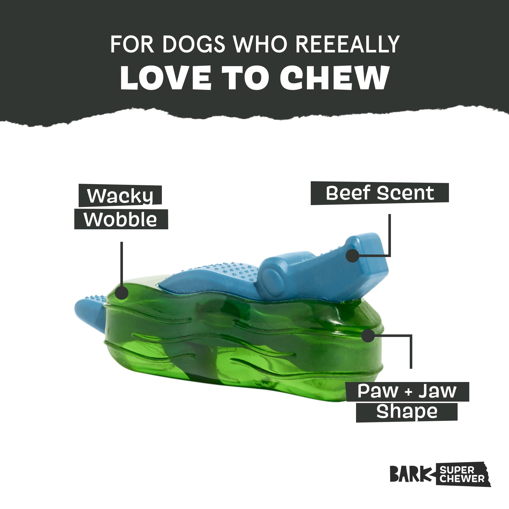 Barkbox Crocness Monster Dog Toy For Medium Dogs - Beef-Scented, Perfect For Tough Chewers To Grab, Grip, And Chew For Endless F