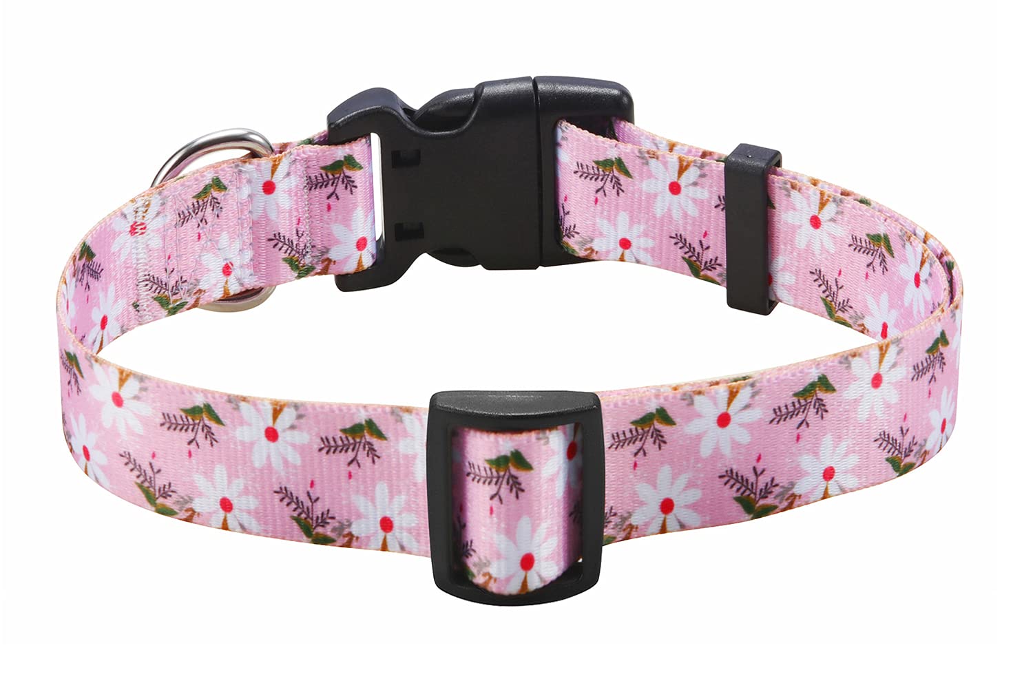 Mihqy Dog Collar With Bohemia Floral Tribal Geometric Patterns - Soft Ethnic Style Collar Adjustable For Small Medium Large Dogs (Pink White Flower,M)