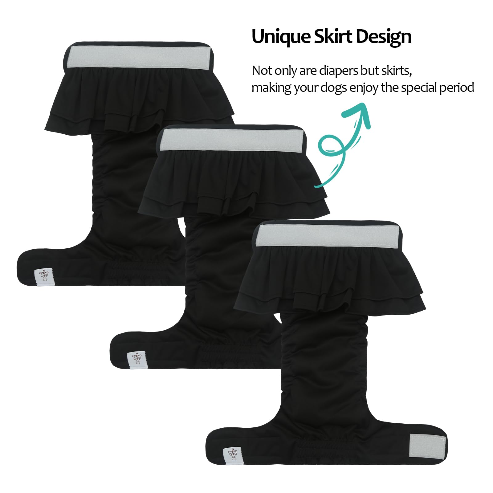 Cutebone Female Dog Diapers With Skirts 3 Pack Reusable Puppy Dresses Pants For Heat Cycle Period Qbd16S