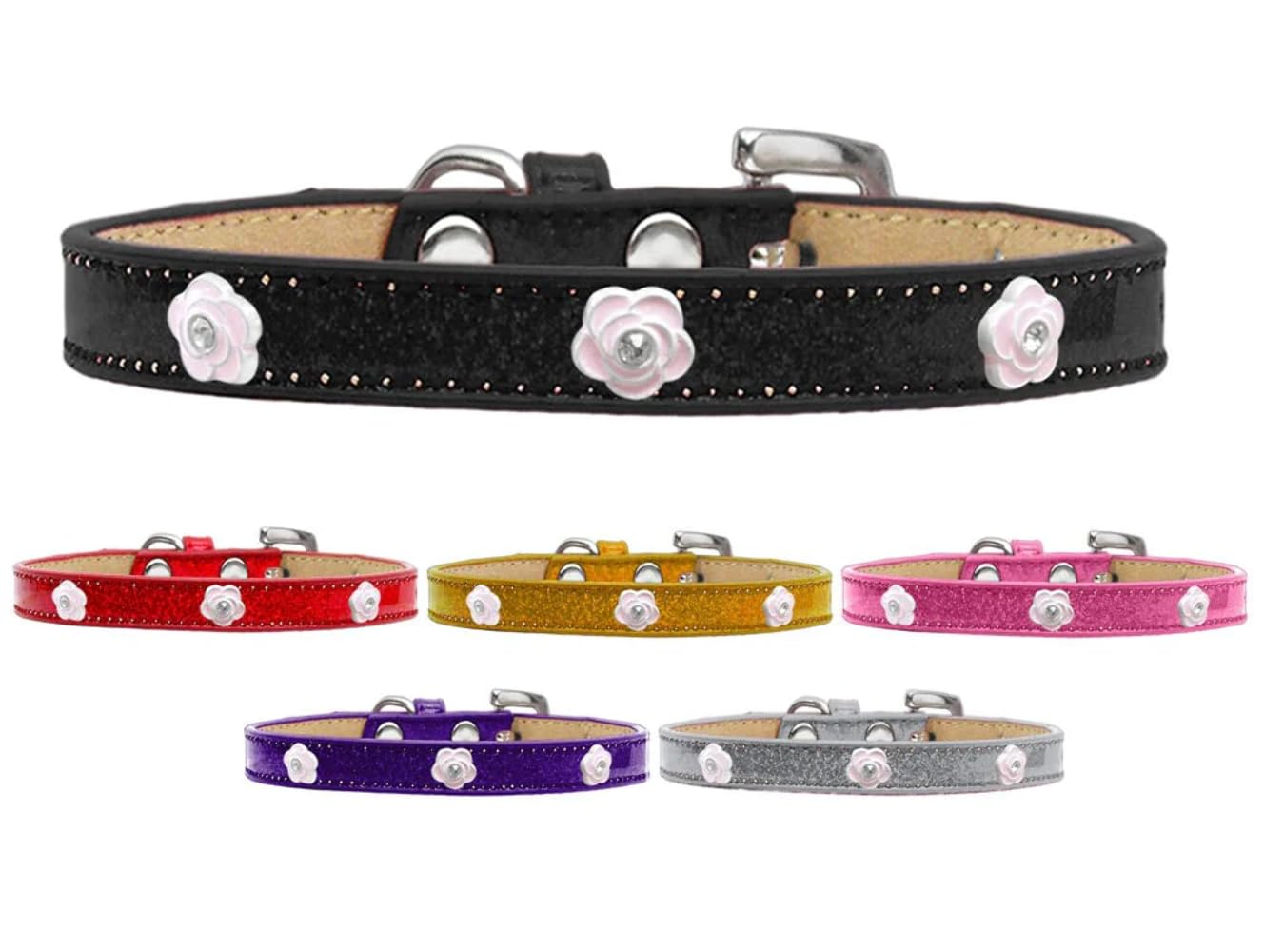 Dog, Puppy & Pet Widget Ice Cream Collar, Light Pink Rose Black 16