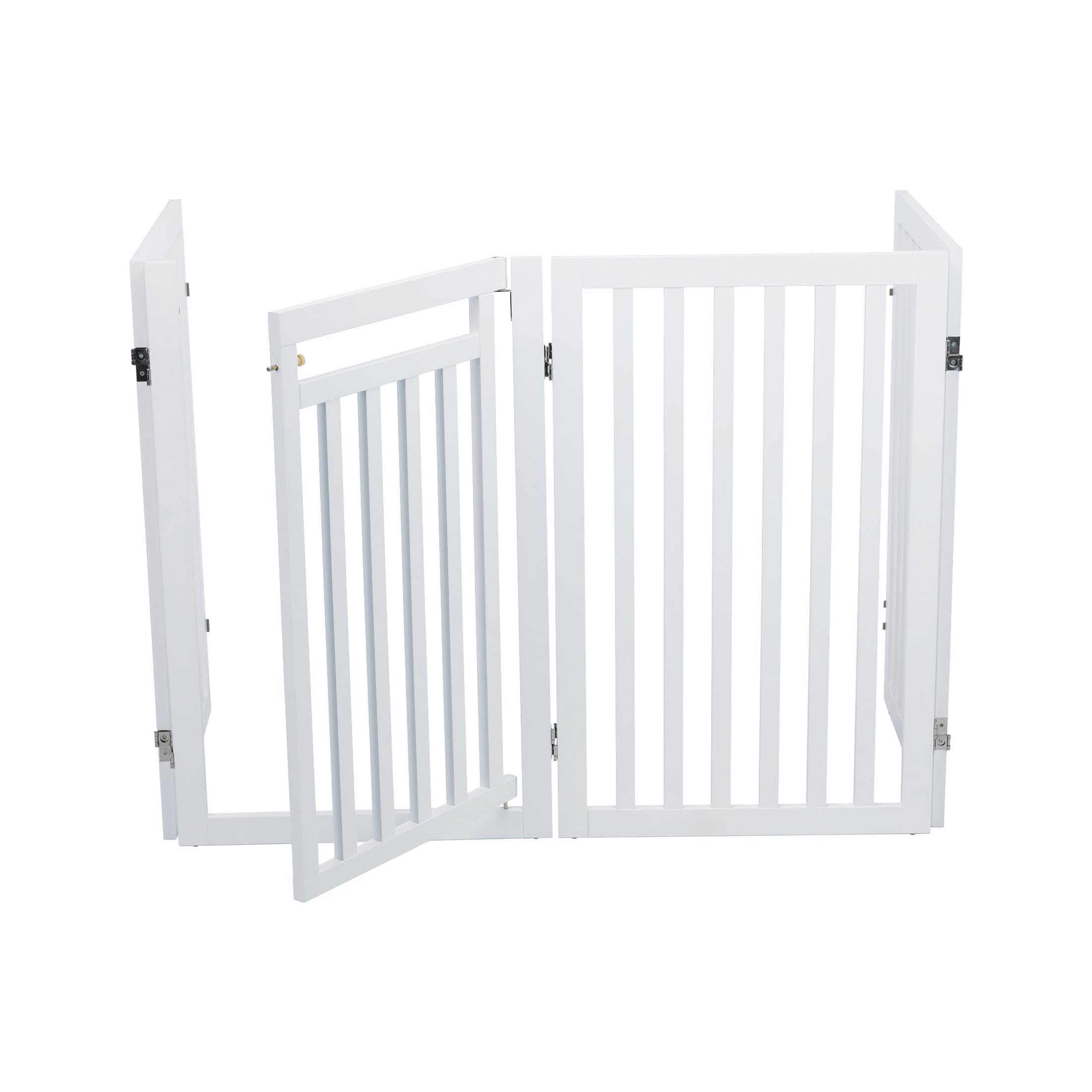 Trixie Freestanding 4-Panel Pet Gate, Foldable Pet Barrier Fence, Convertible Pet Pen, 32-in Tall, Walk Through Door, White