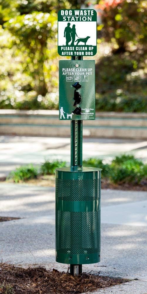 Zero Waste Usa - Rust Proof Aluminum Dog Waste Station For Roll Bags (Most Popular Bags) - Free 400 Waste Bags & 25 Can Liners -