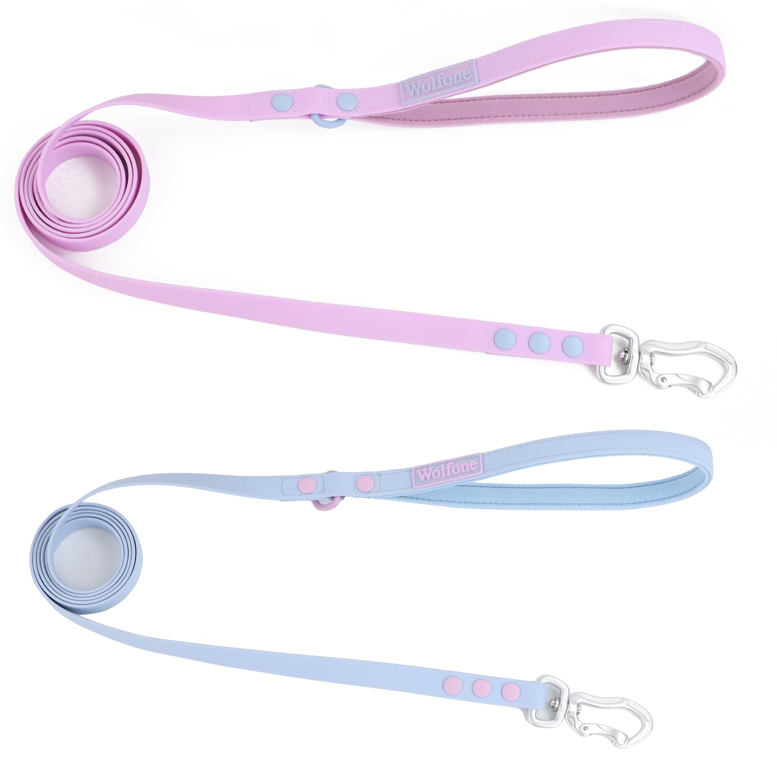 Wolfone Waterproof Dog Leash Carabiner Leash For Dogs Soft Handle Easy Care 5Ft*15Mm*2.0Mm Light Blue