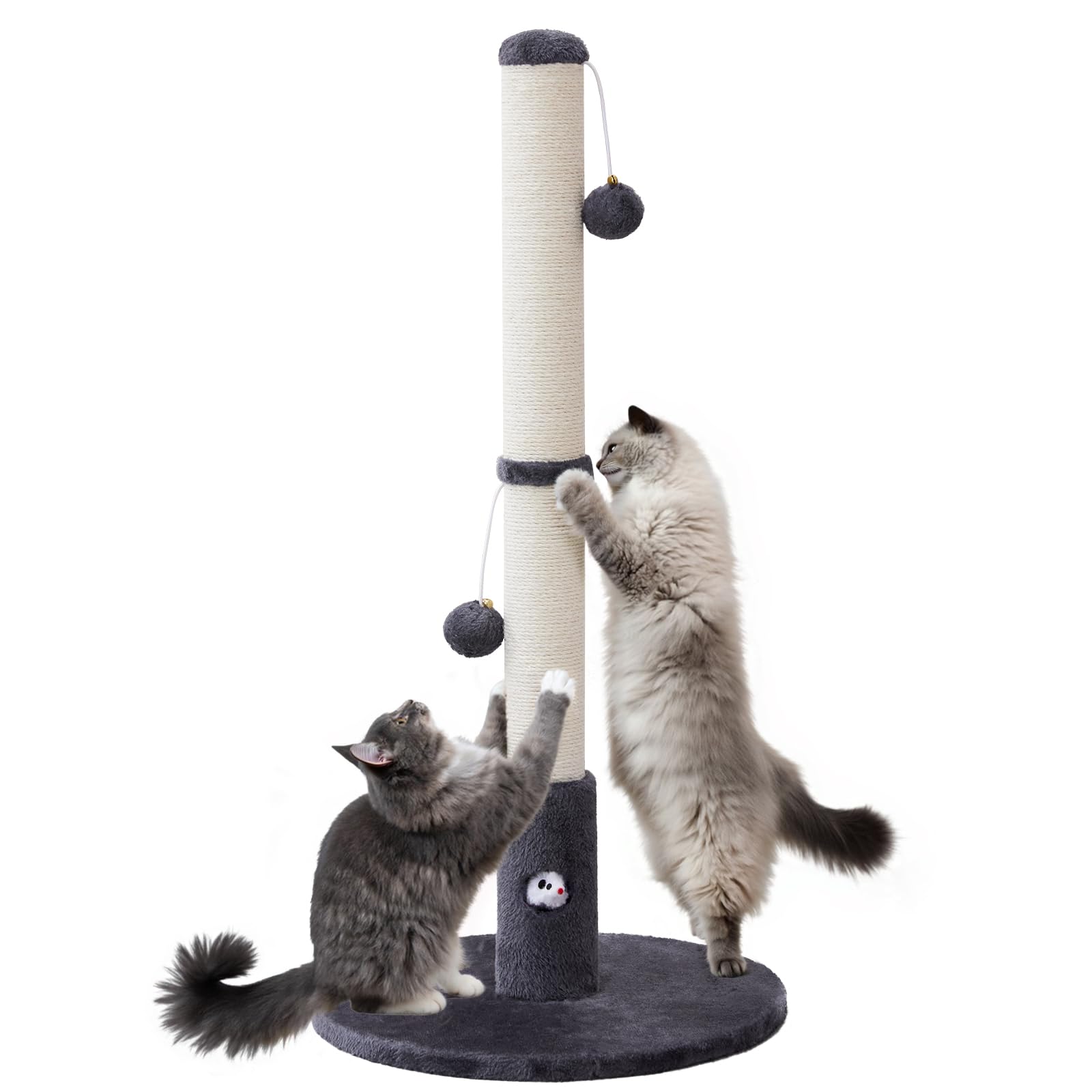 Woochpet 33 Tall Cat Scratching Post for Adults Cats, Sturdy Large Scratch Pole with Hanging Ball with Fun Mouse Hole, Scratch