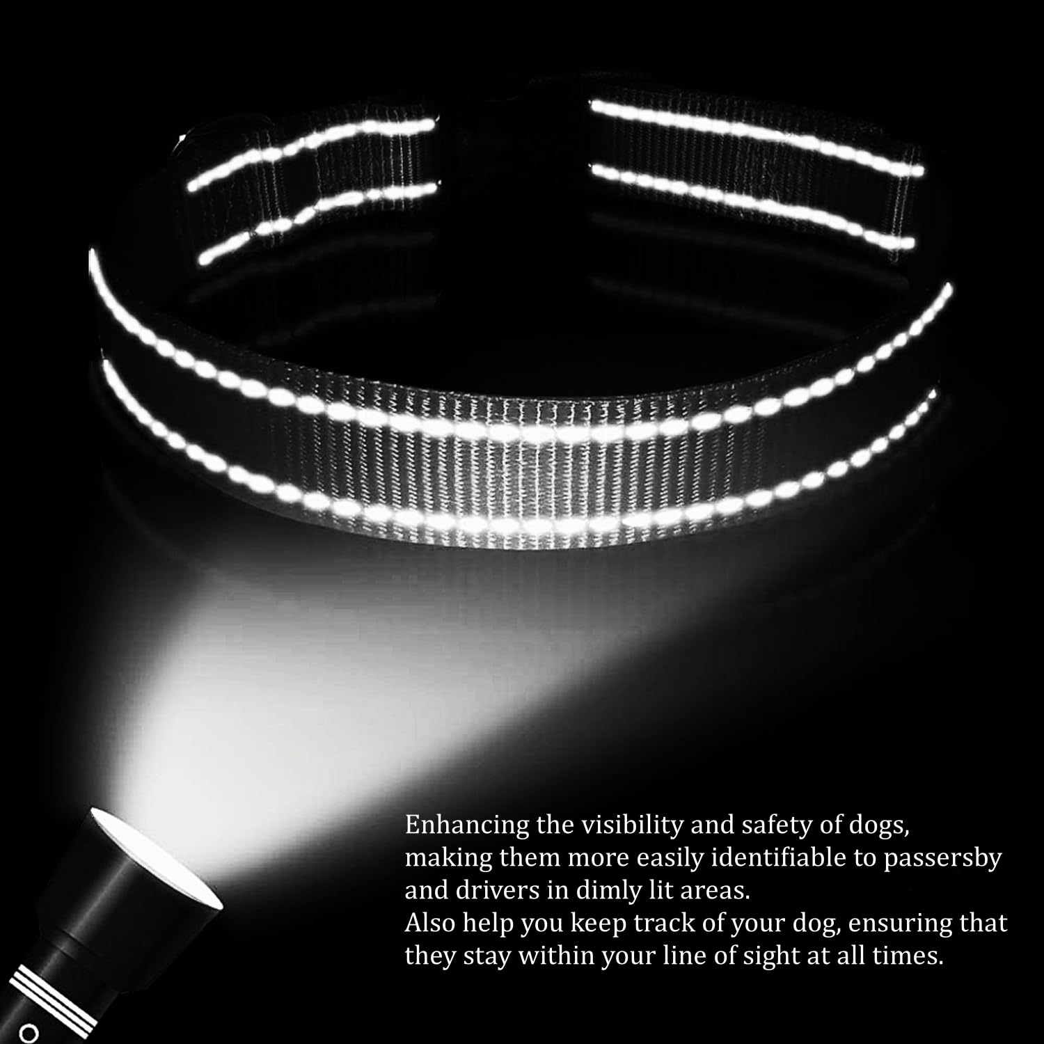 Olahibi Neoprene Padded Dog Collar, Soft And Comfortable, Durable Nylon With Reflective Stripe, For Small Dogs.(Small, Black)