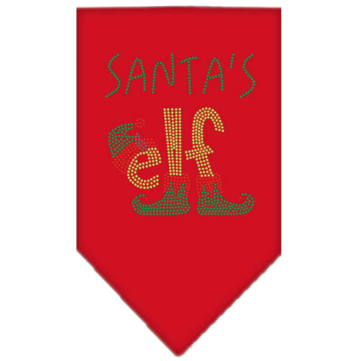 Christmas Pet and Dog Bandana Rhinestone, &quot;Santa's Elf&quot; Red Large